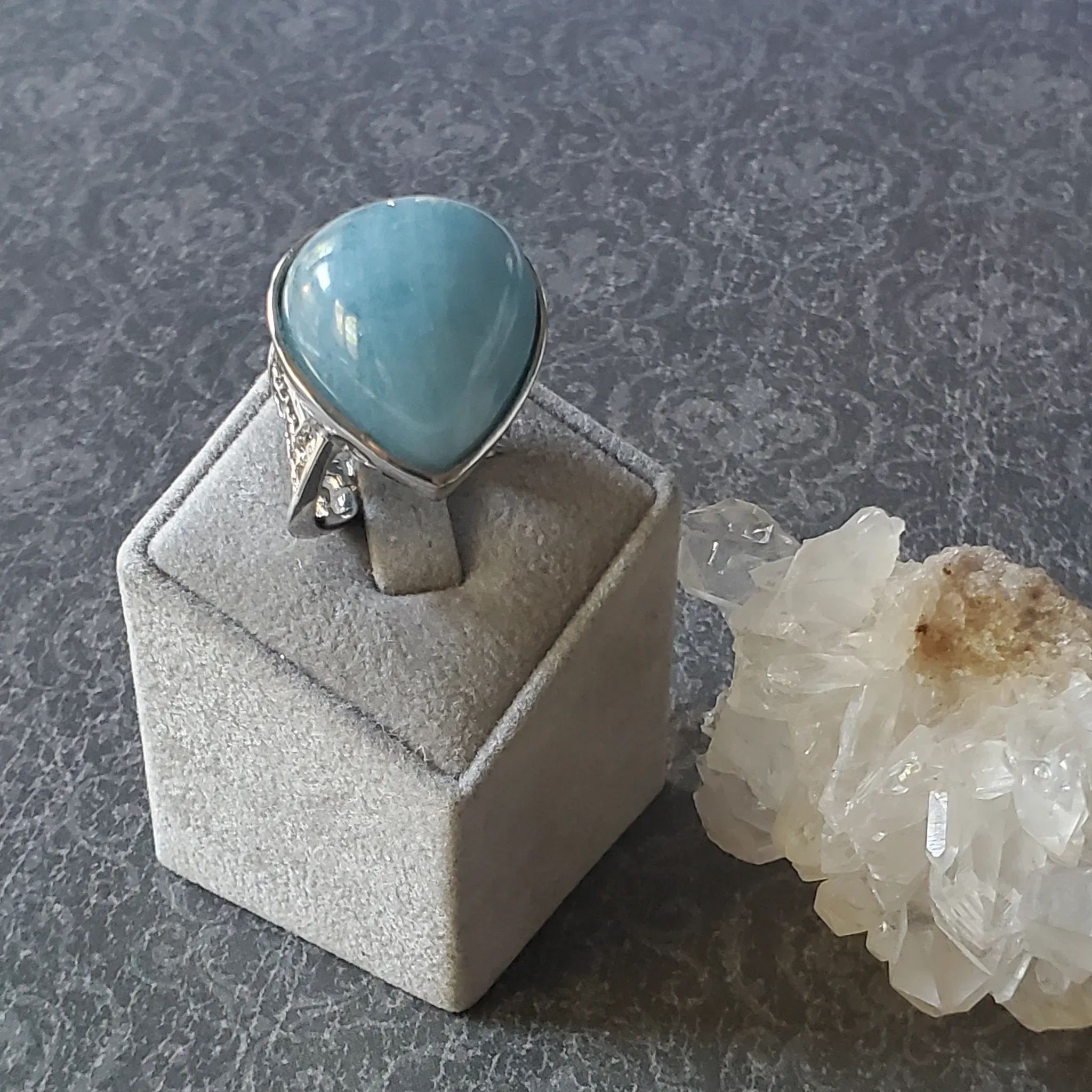 Aquamarine Sterling Silver Ring Size 7.5