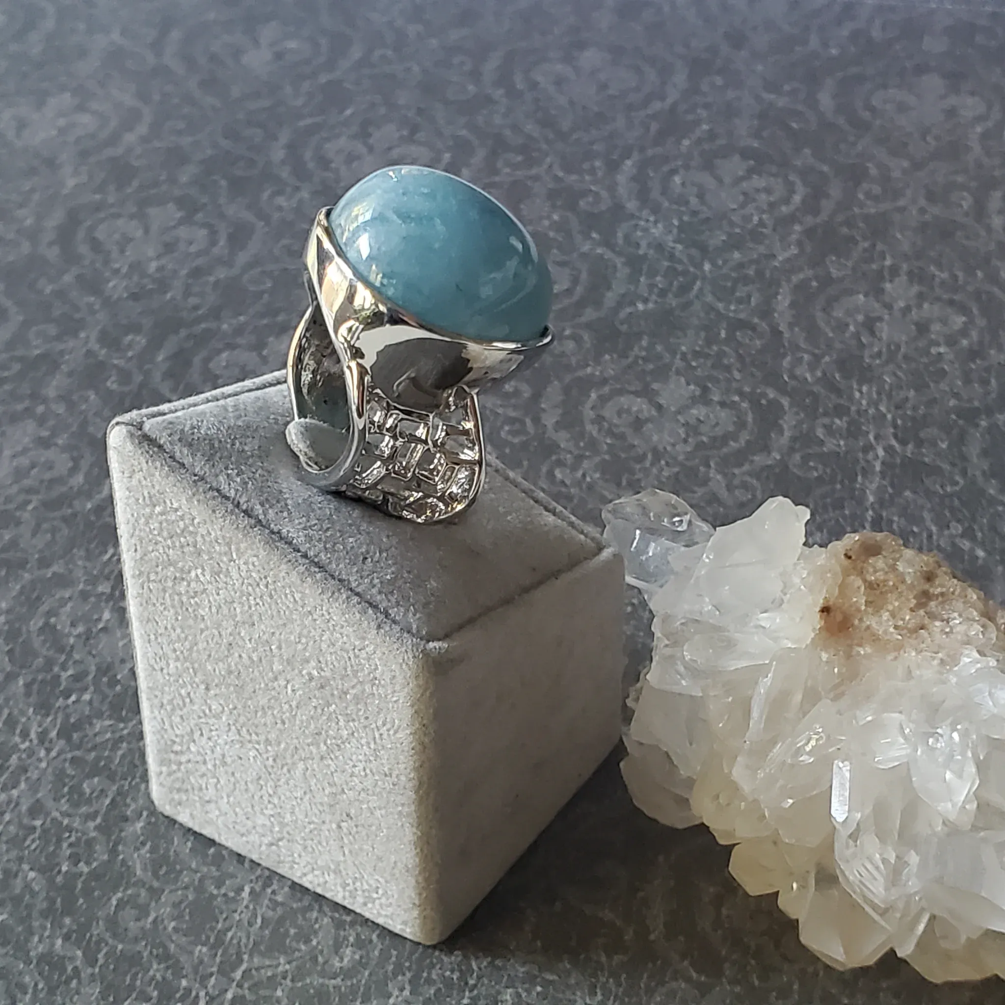 Aquamarine Sterling Silver Ring Size 7.5 (photo 3 of 10)