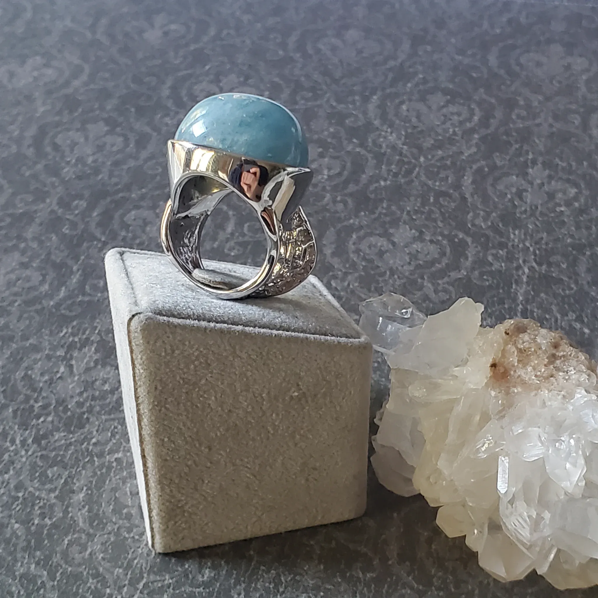 Aquamarine Sterling Silver Ring Size 7.5 (photo 4 of 10)