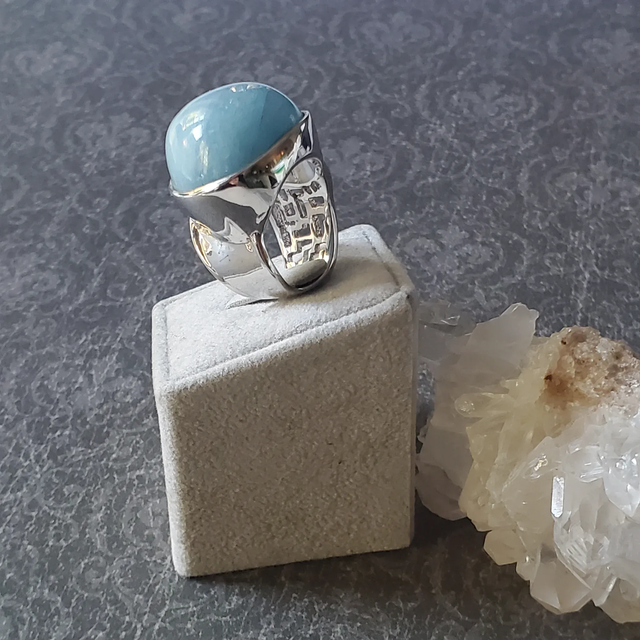 Aquamarine Sterling Silver Ring Size 7.5 (photo 6 of 10)