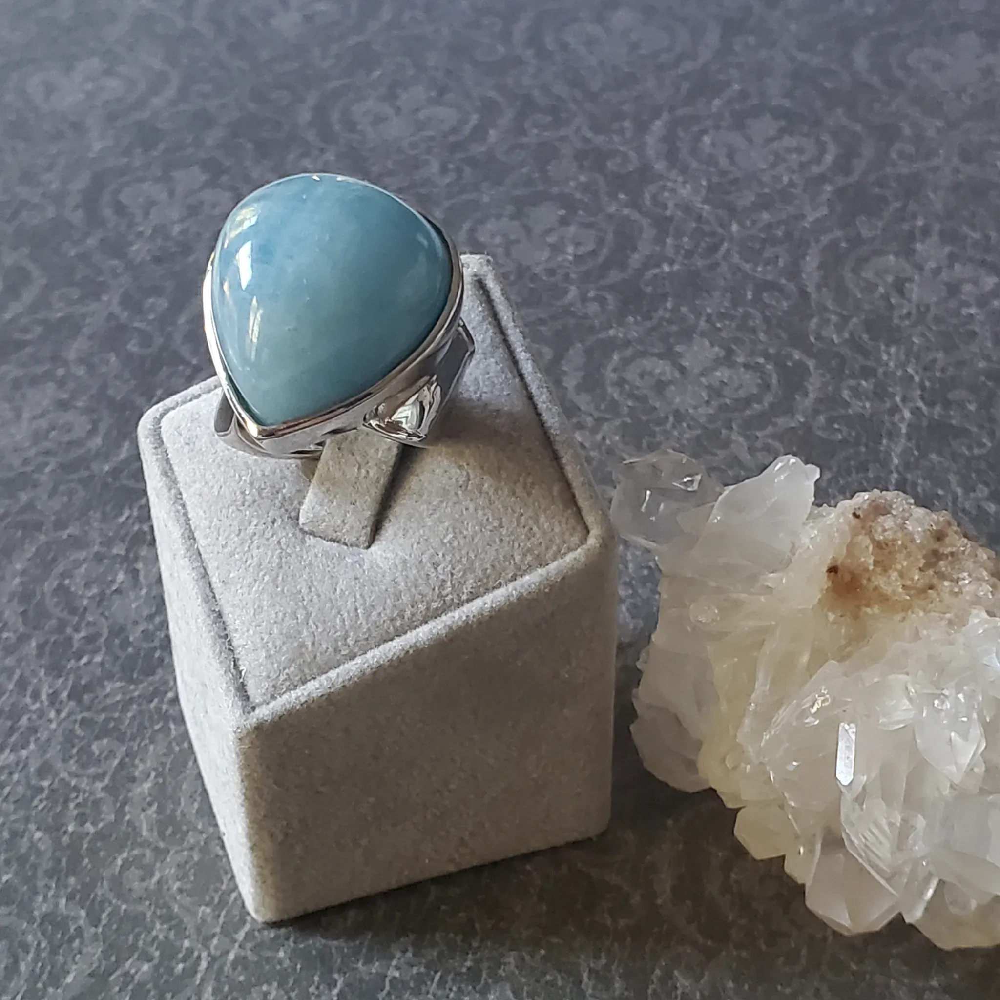 Aquamarine Sterling Silver Ring Size 7.5 (photo 8 of 10)