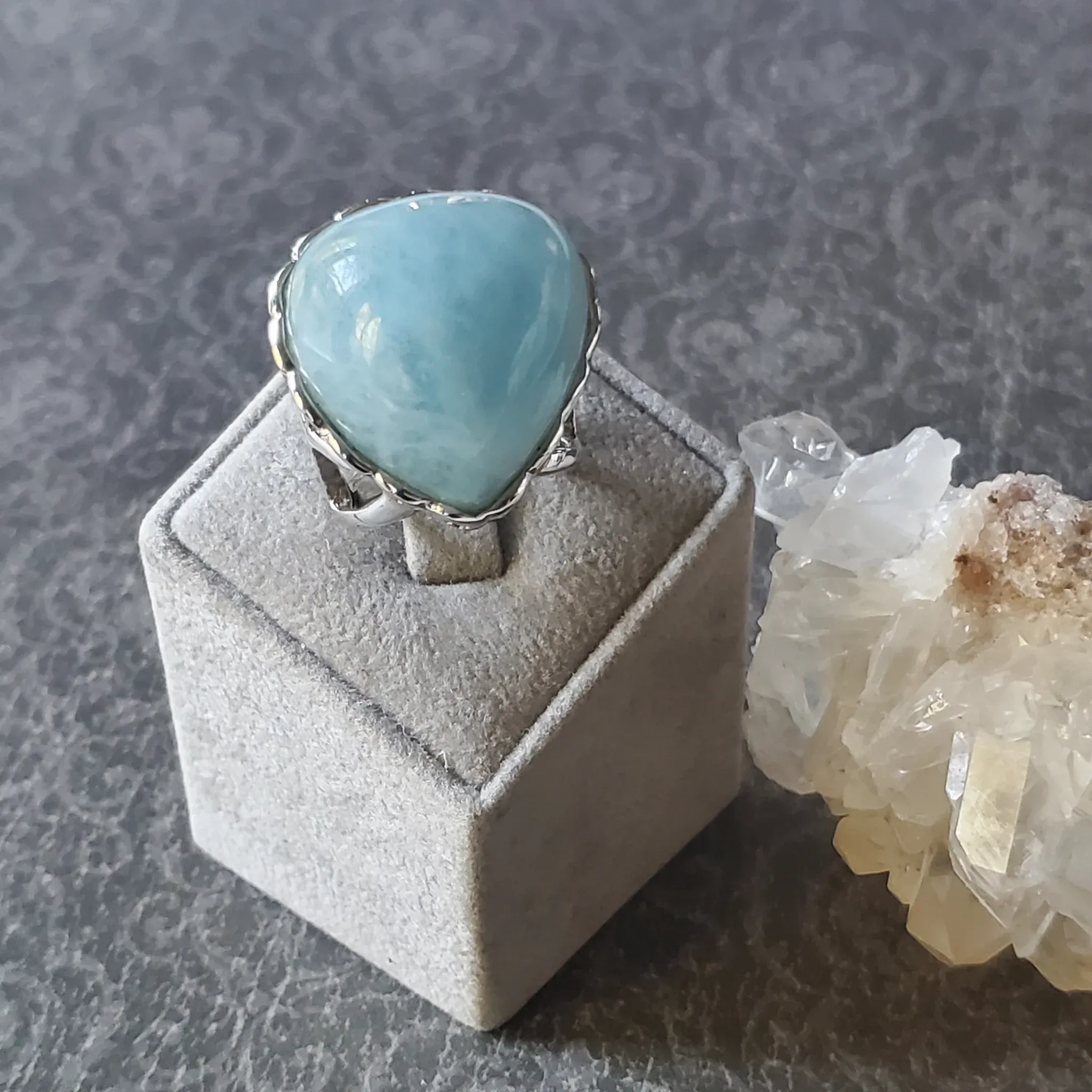 Aquamarine Sterling Silver Ring Size 8.5