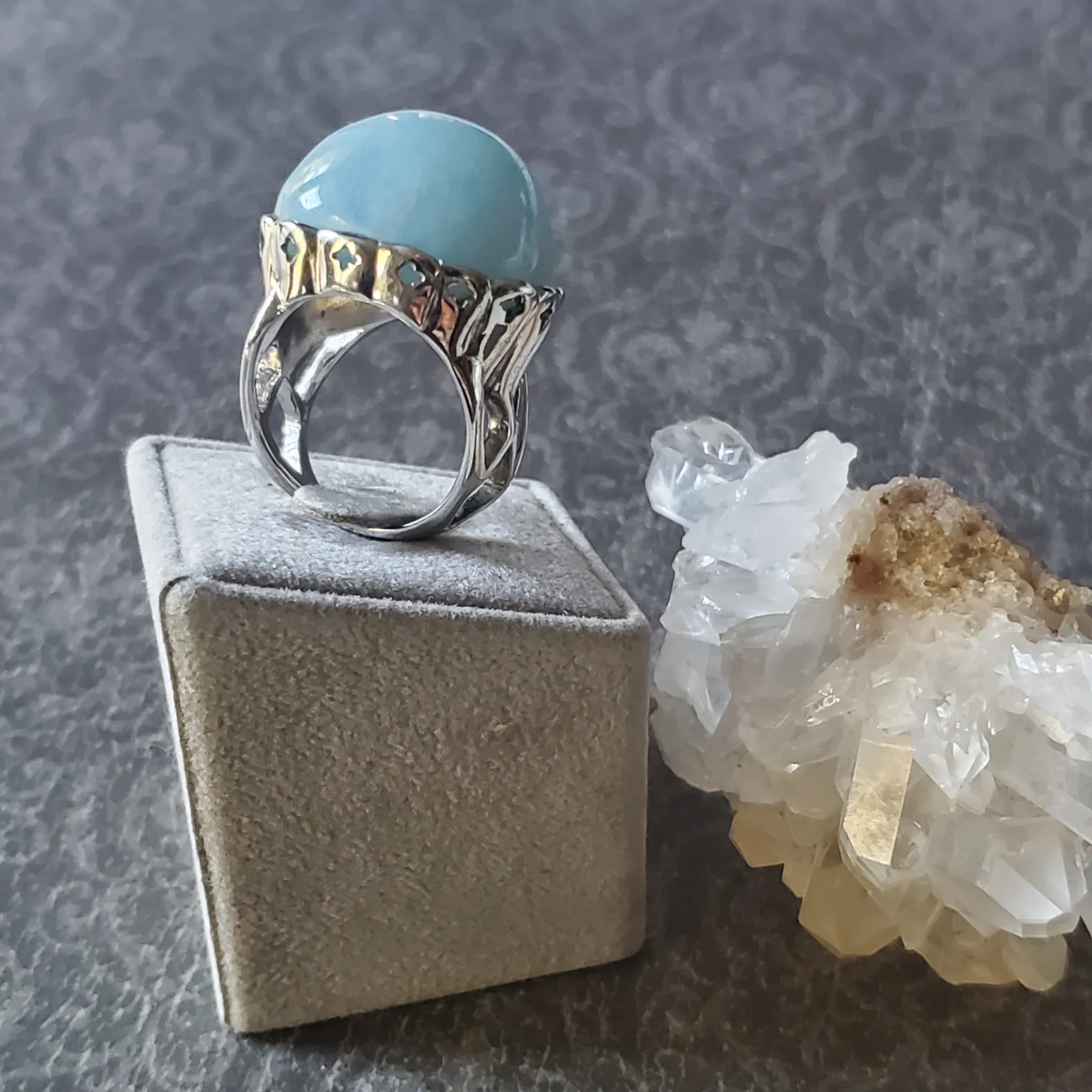 Aquamarine Sterling Silver Ring Size 8.5 (photo 4 of 10)