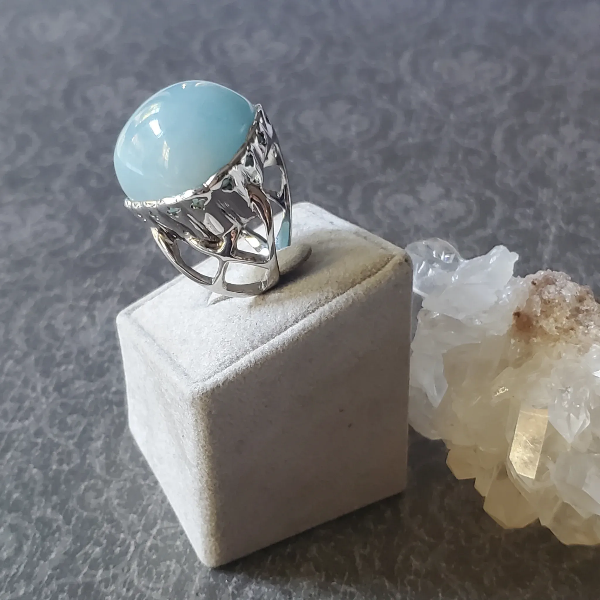 Aquamarine Sterling Silver Ring Size 8.5 (photo 6 of 10)