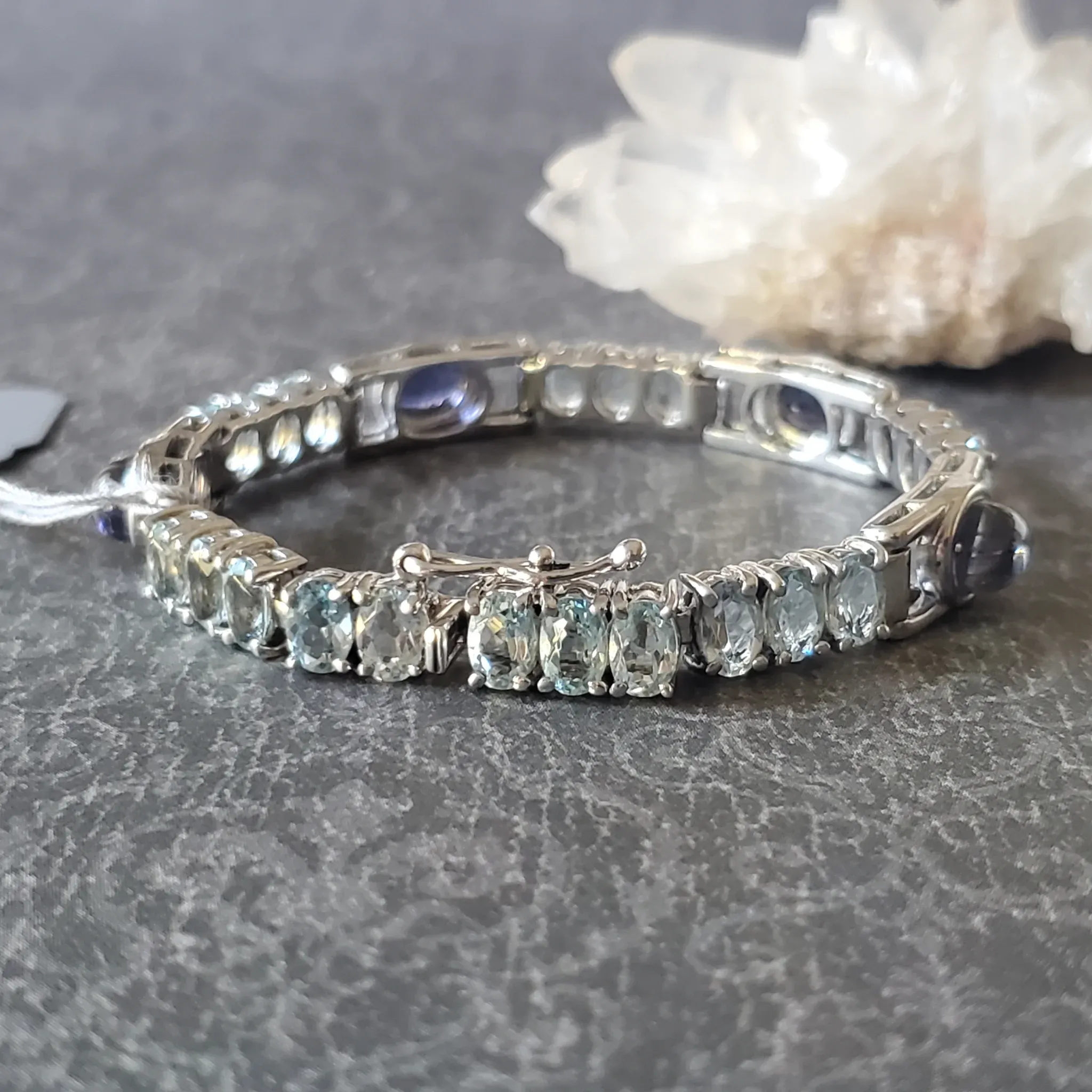 Aquamarine with Iolite sterling silver bracelet (photo 2 of 12)