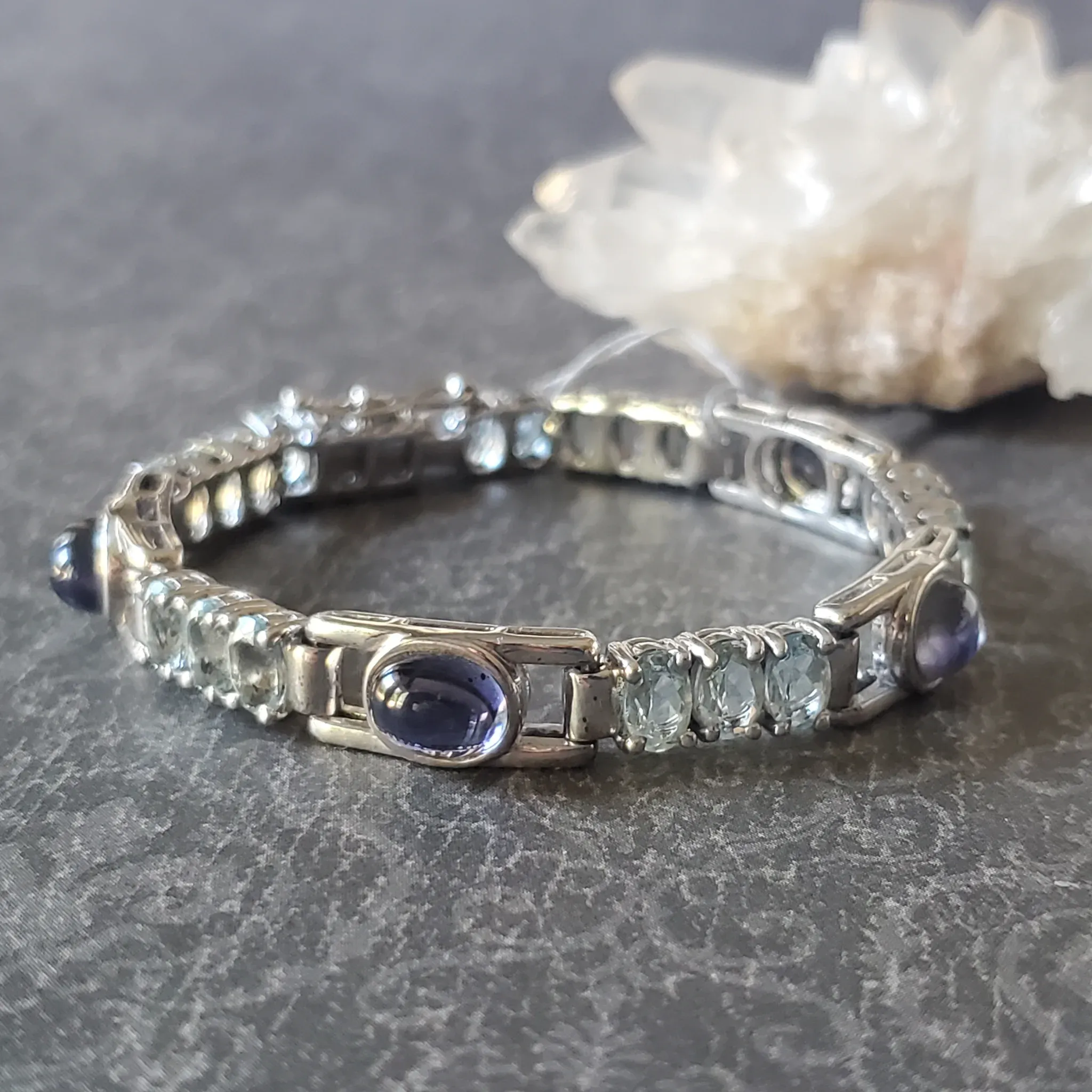 Aquamarine with Iolite sterling silver bracelet (photo 3 of 12)