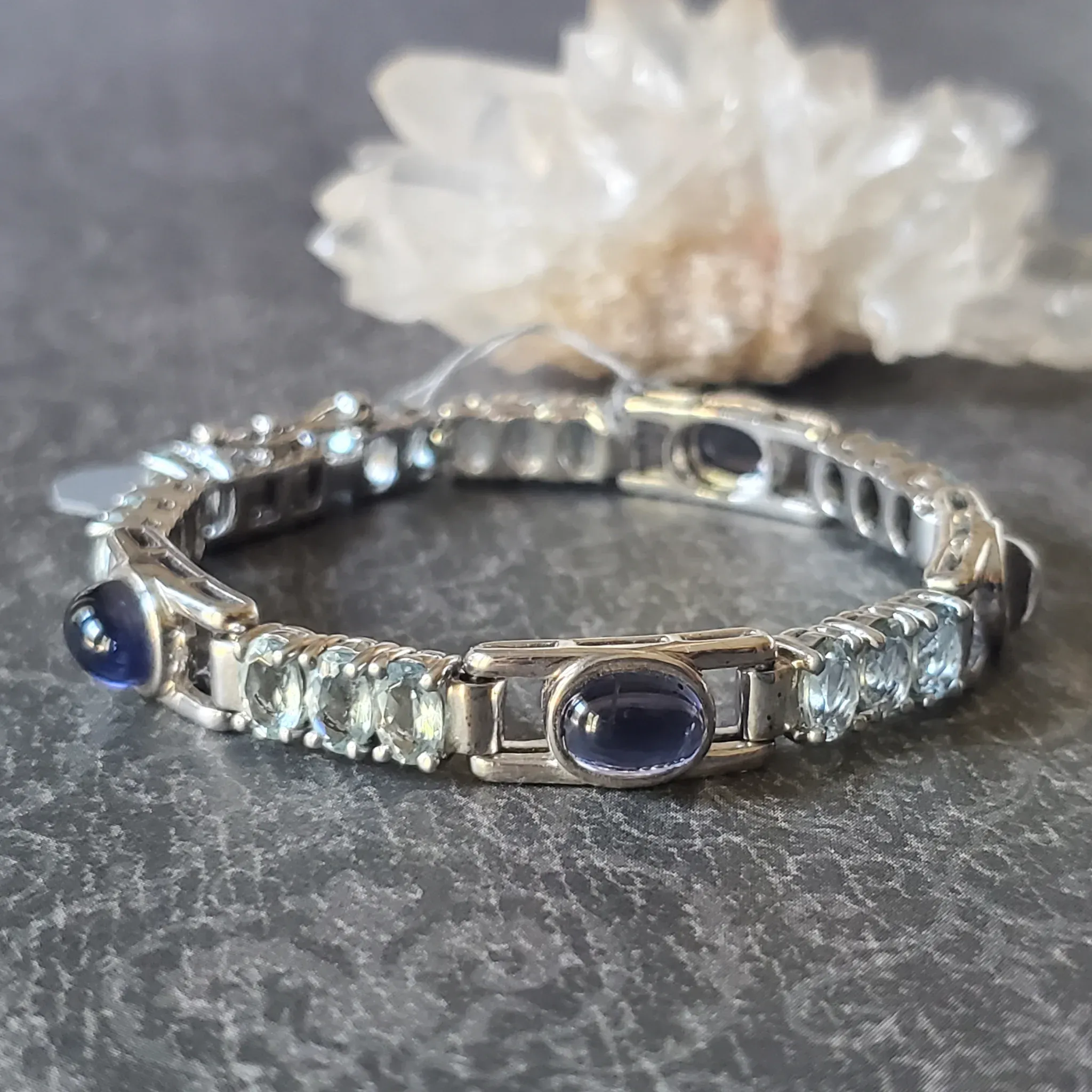 Aquamarine with Iolite sterling silver bracelet (photo 4 of 12)