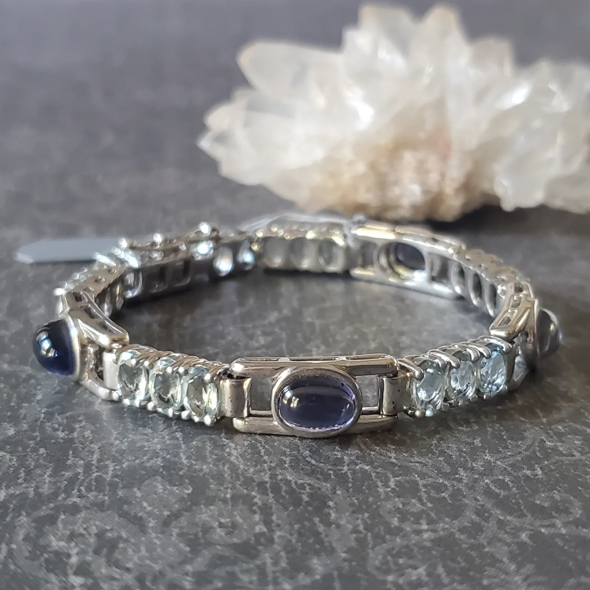 Aquamarine with Iolite sterling silver bracelet (photo 5 of 12)