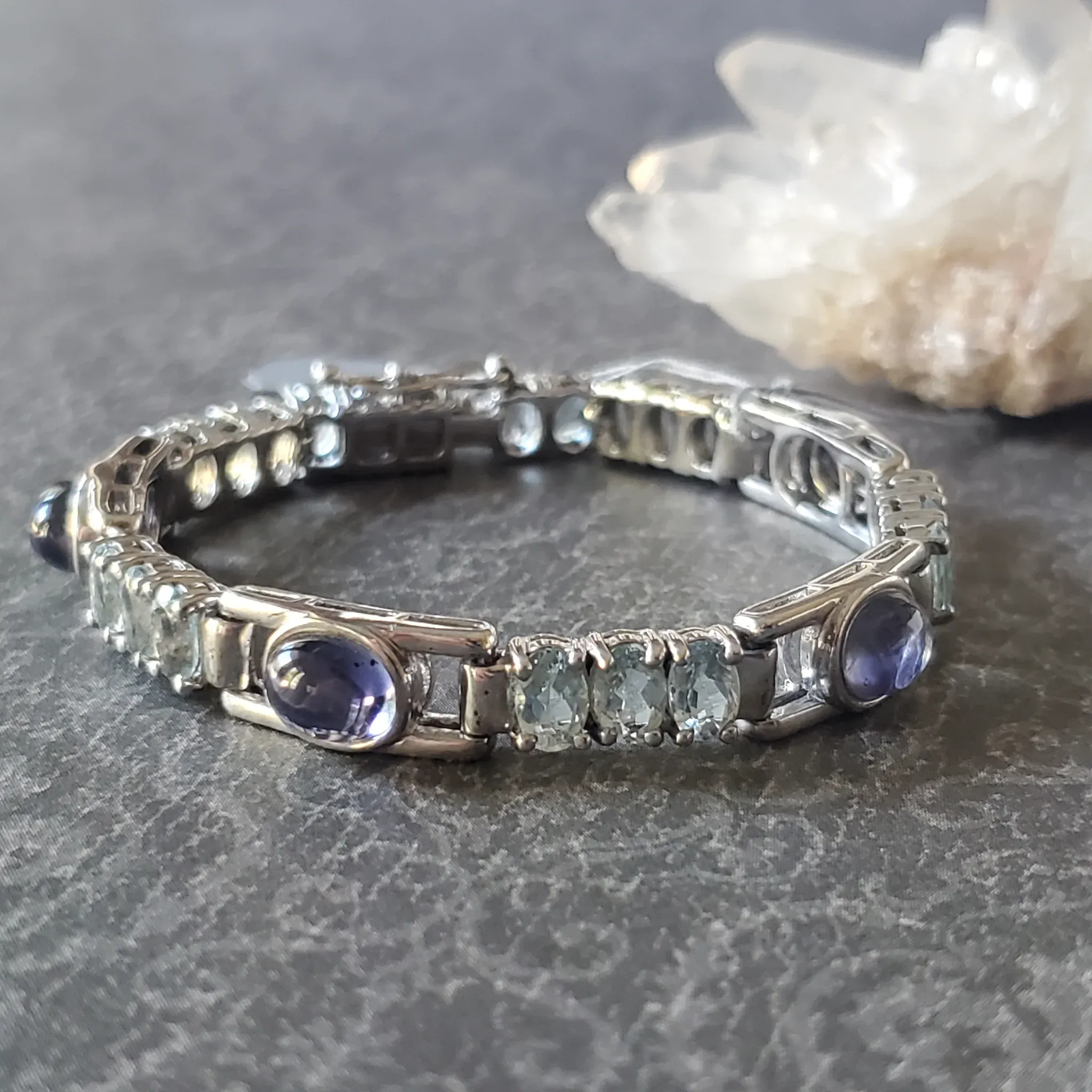 Aquamarine with Iolite sterling silver bracelet (photo 6 of 12)