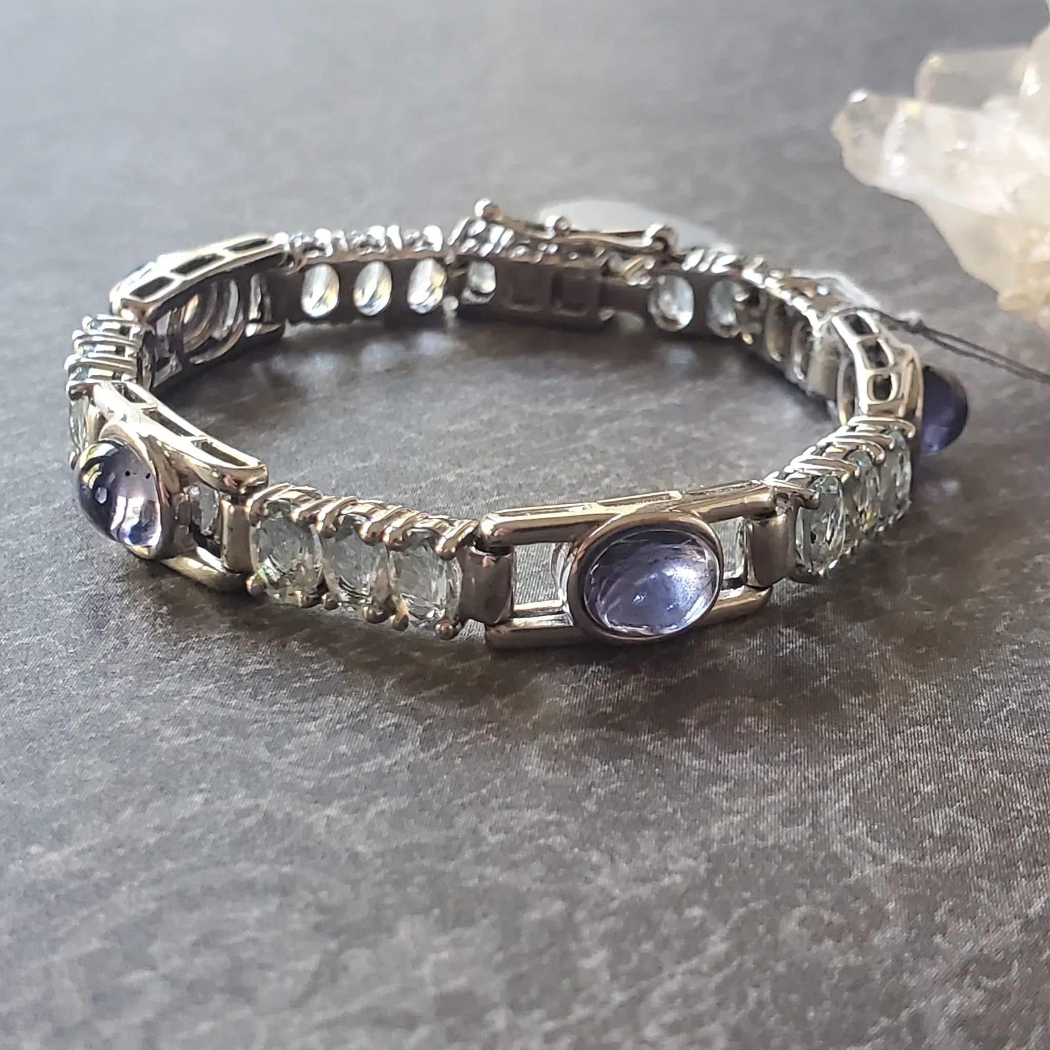Aquamarine with Iolite sterling silver bracelet (photo 7 of 12)
