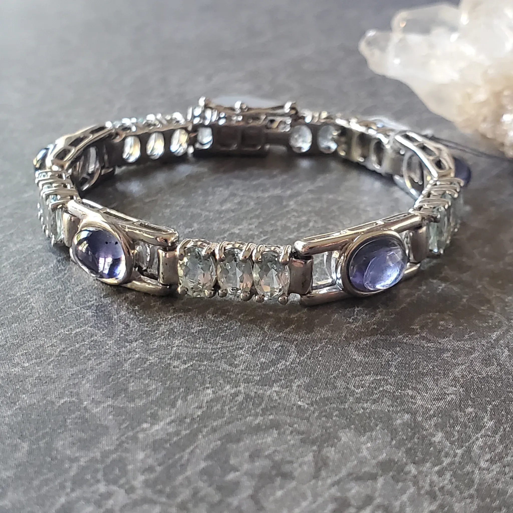Aquamarine with Iolite sterling silver bracelet (photo 8 of 12)