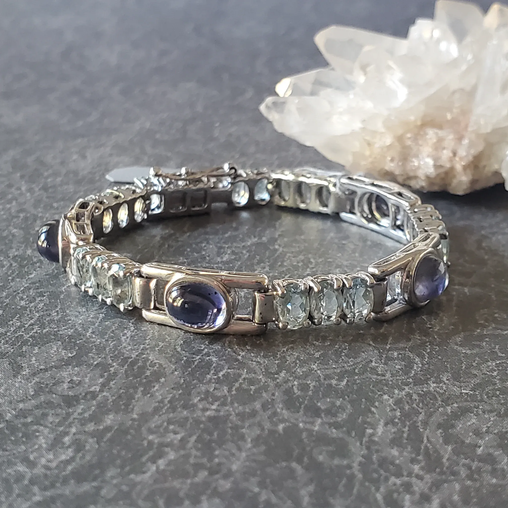 Aquamarine with Iolite sterling silver bracelet (photo 9 of 12)