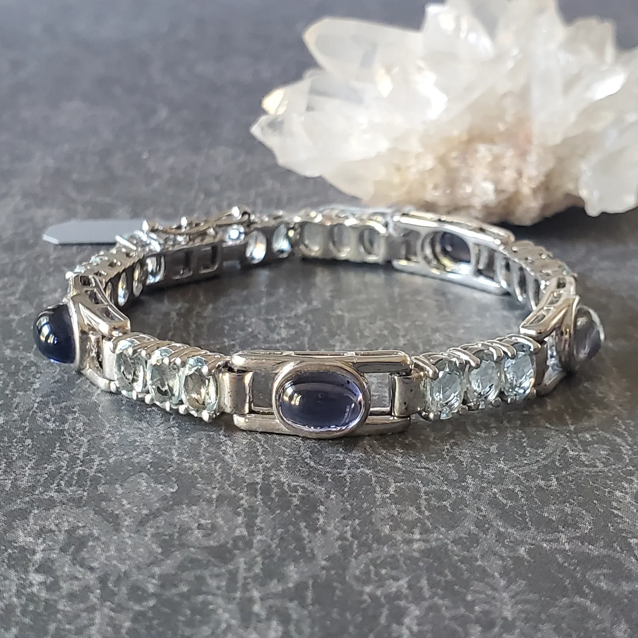 Aquamarine with Iolite sterling silver bracelet (photo 10 of 12)