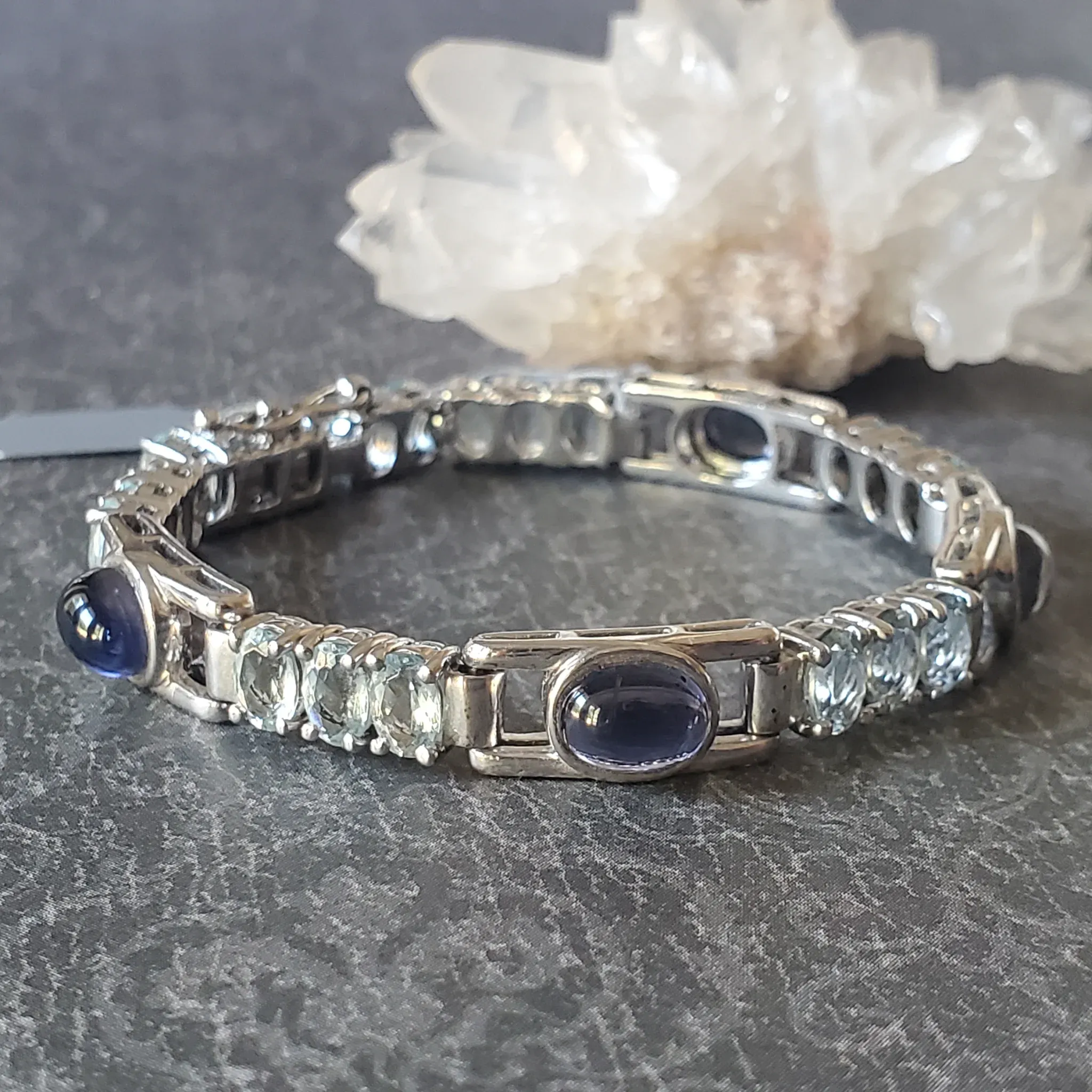 Aquamarine with Iolite sterling silver bracelet (photo 11 of 12)