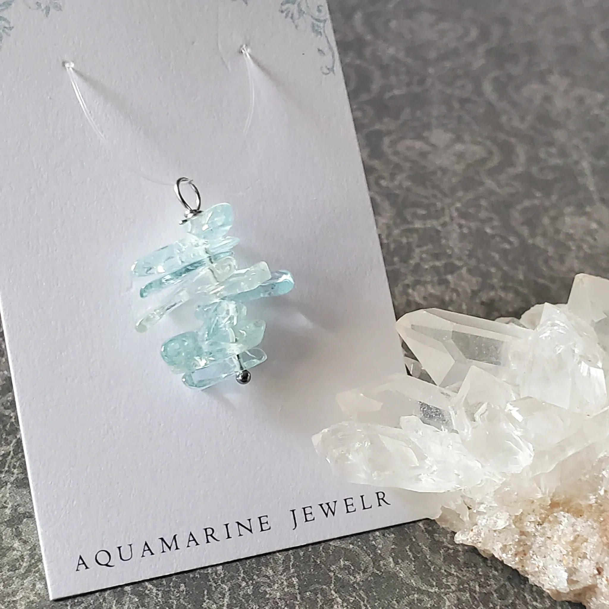 27mm x 20mm x 11.5mm Aquamarine Pendant (photo 3 of 9)