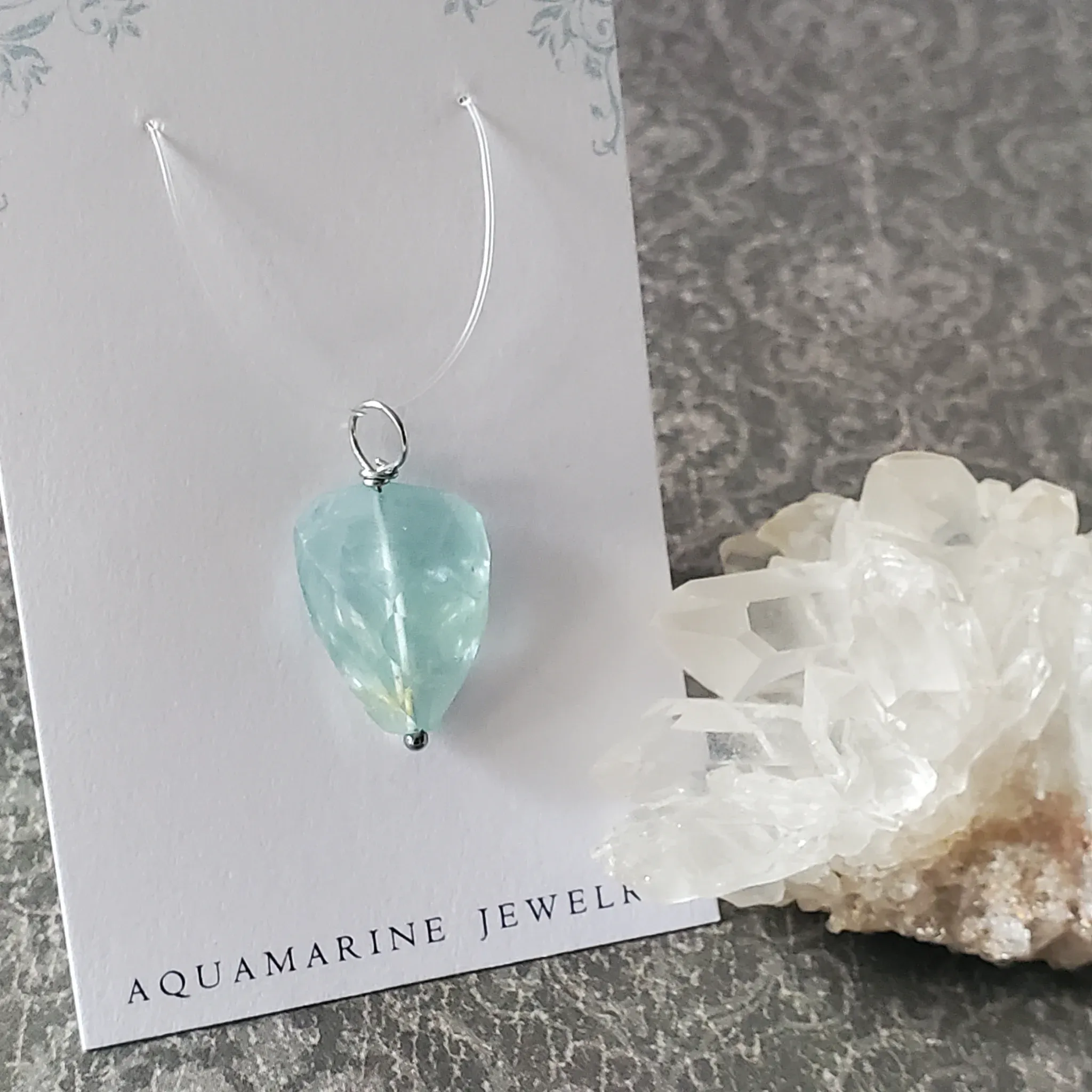 27mmx 15mm x 7.5mm Aquamarine Pendant (photo 9 of 9)