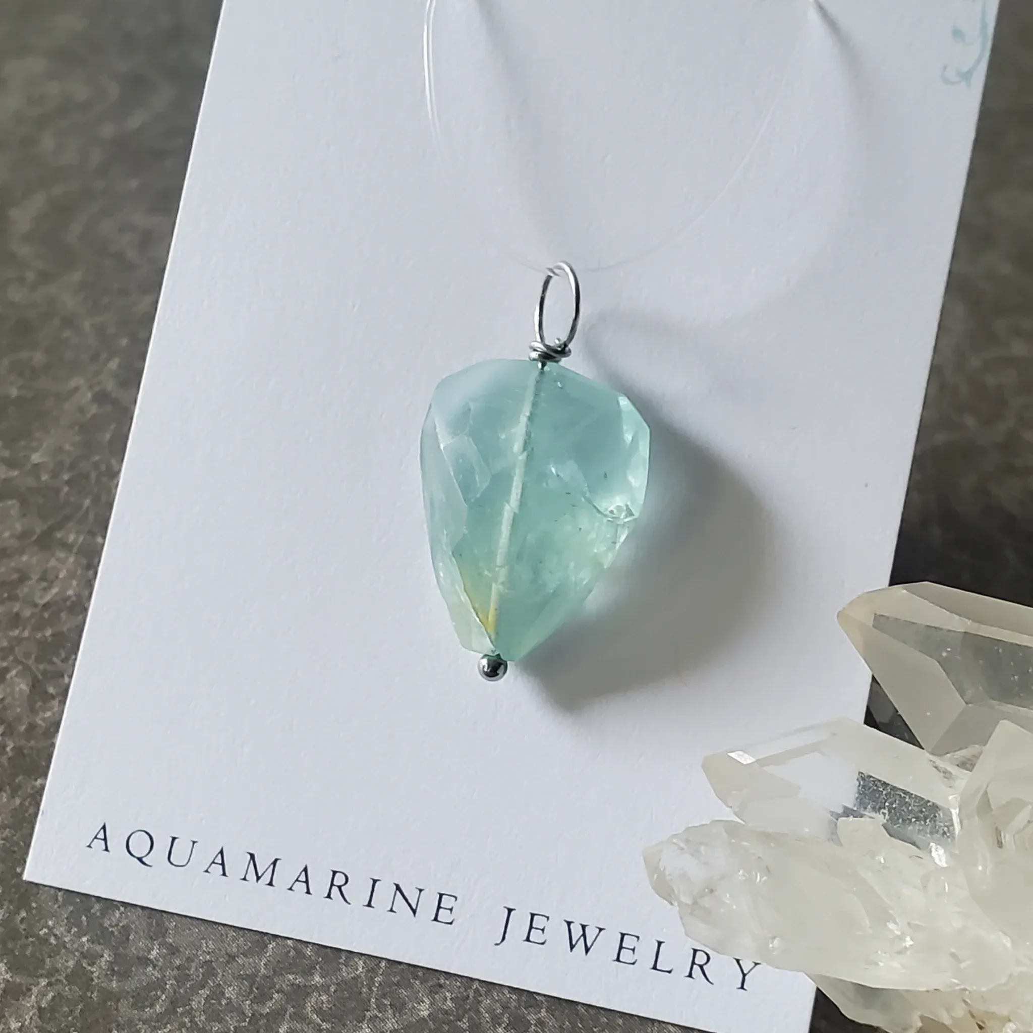 27mmx 15mm x 7.5mm Aquamarine Pendant (photo 3 of 9)