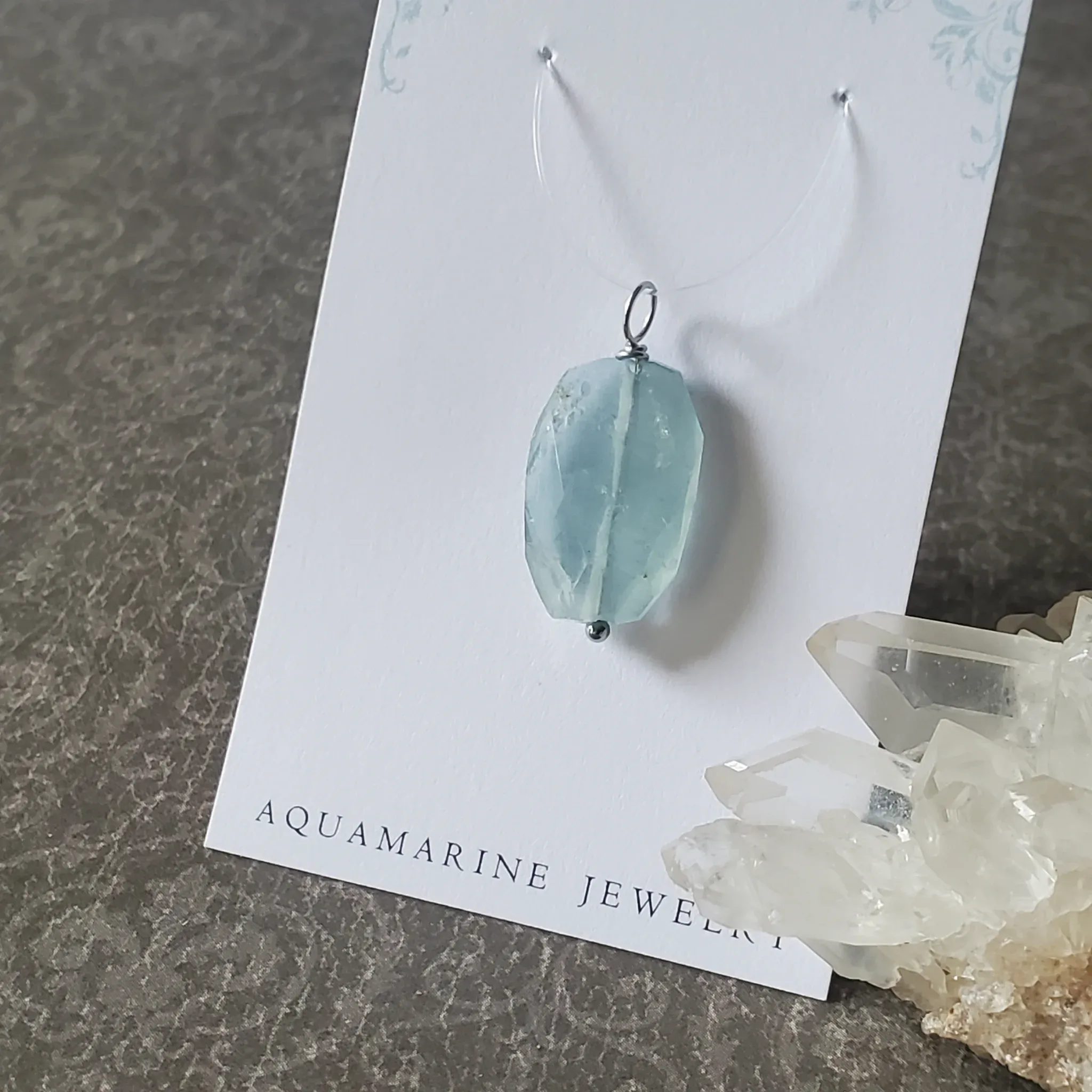 28mm x 13mm x 5.5mm Aquamarine Pendant (photo 6 of 9)