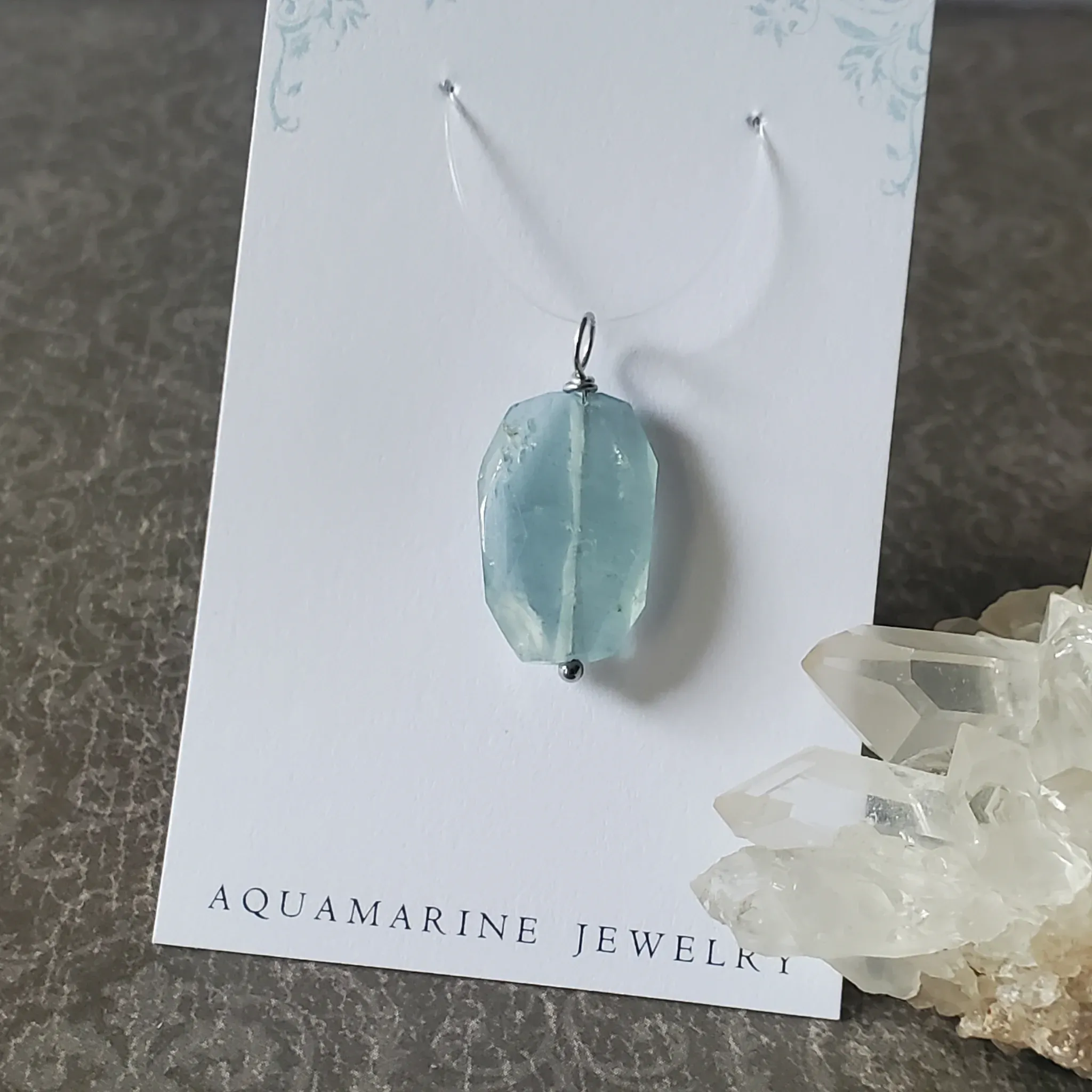 28mm x 13mm x 5.5mm Aquamarine Pendant (photo 5 of 9)