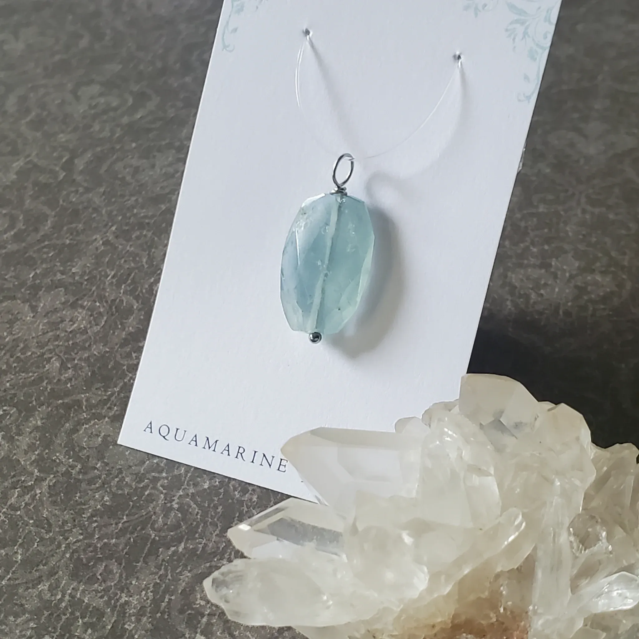 28mm x 13mm x 5.5mm Aquamarine Pendant (photo 4 of 9)