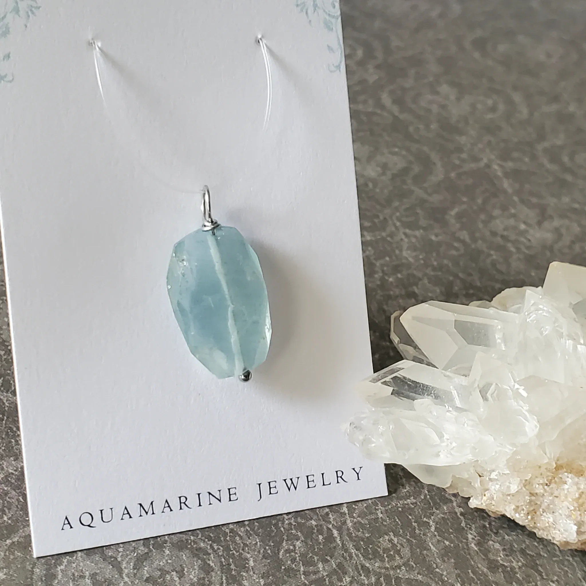 28mm x 13mm x 5.5mm Aquamarine Pendant