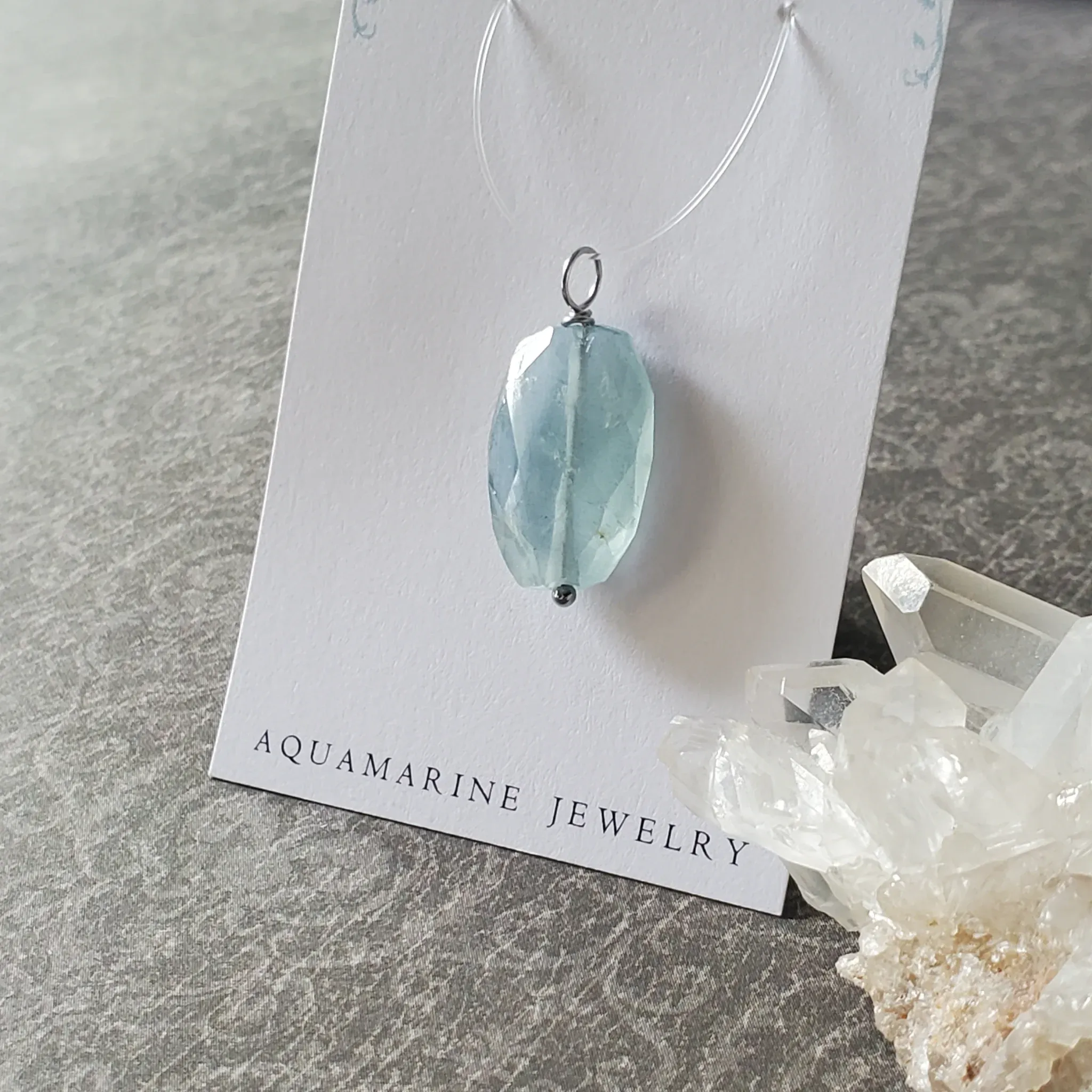 28mm x 13mm x 5.5mm Aquamarine Pendant (photo 3 of 9)