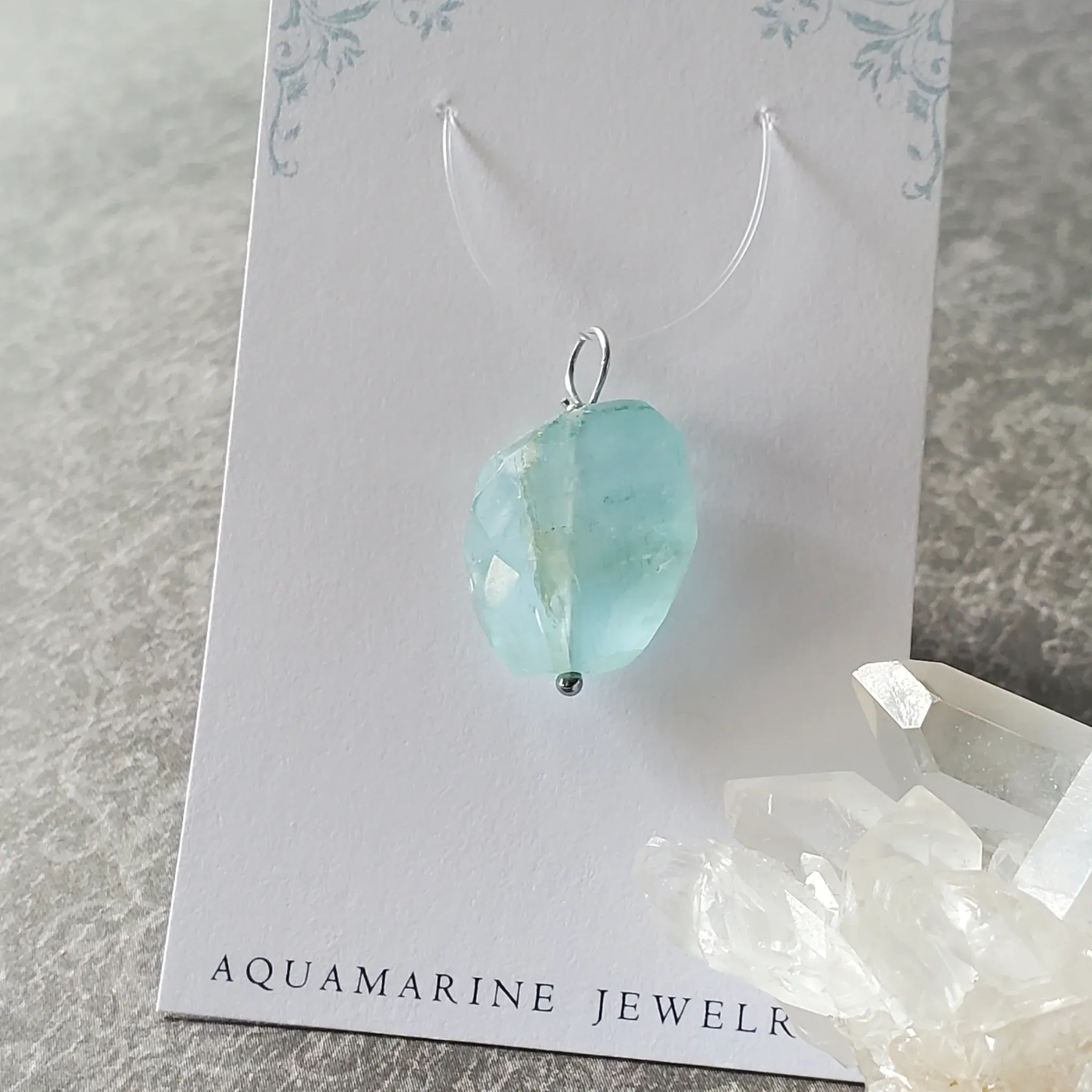 26mm x 17mm x 9mm Aquamarine Pendant (photo 7 of 10)