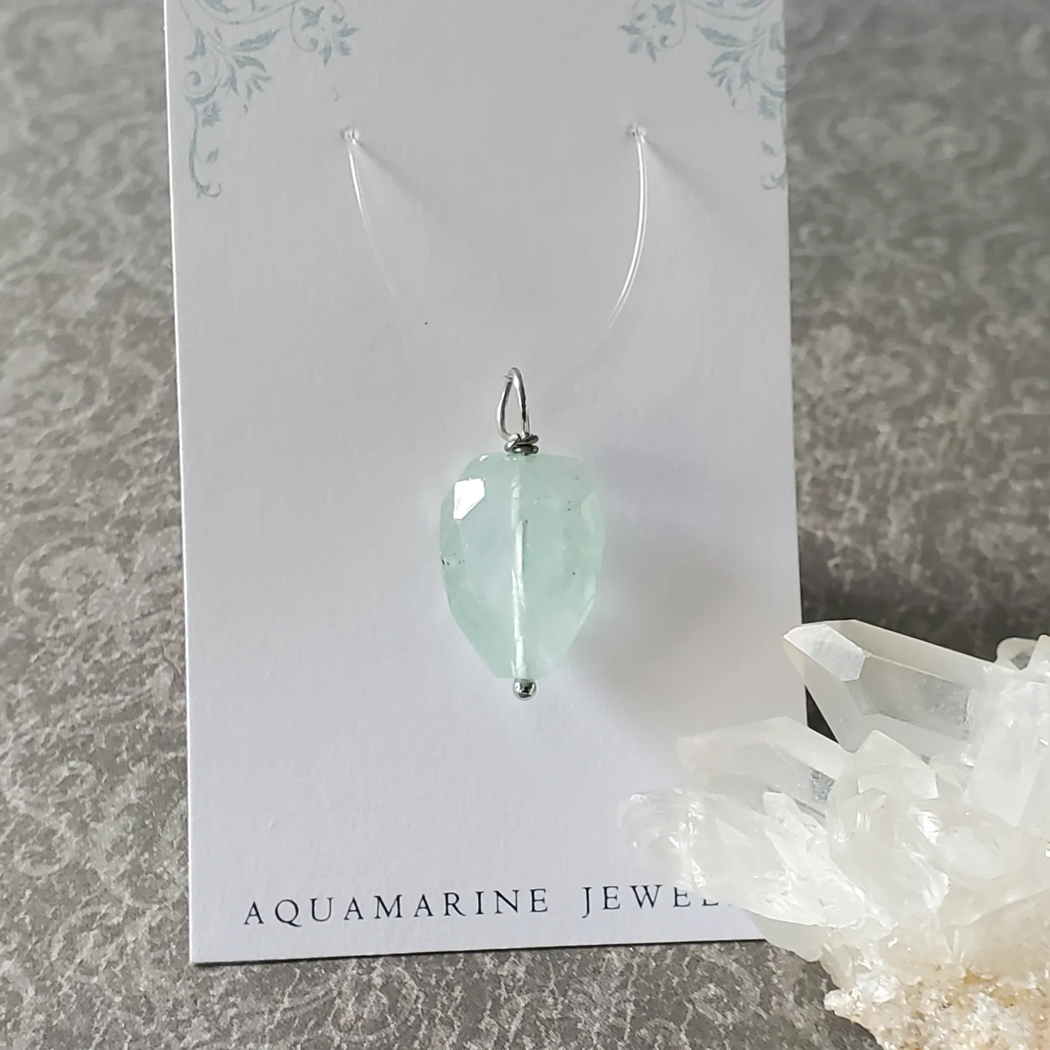 27mm x 13mm x 9.5mm Aquamarine Pendant (photo 3 of 9)