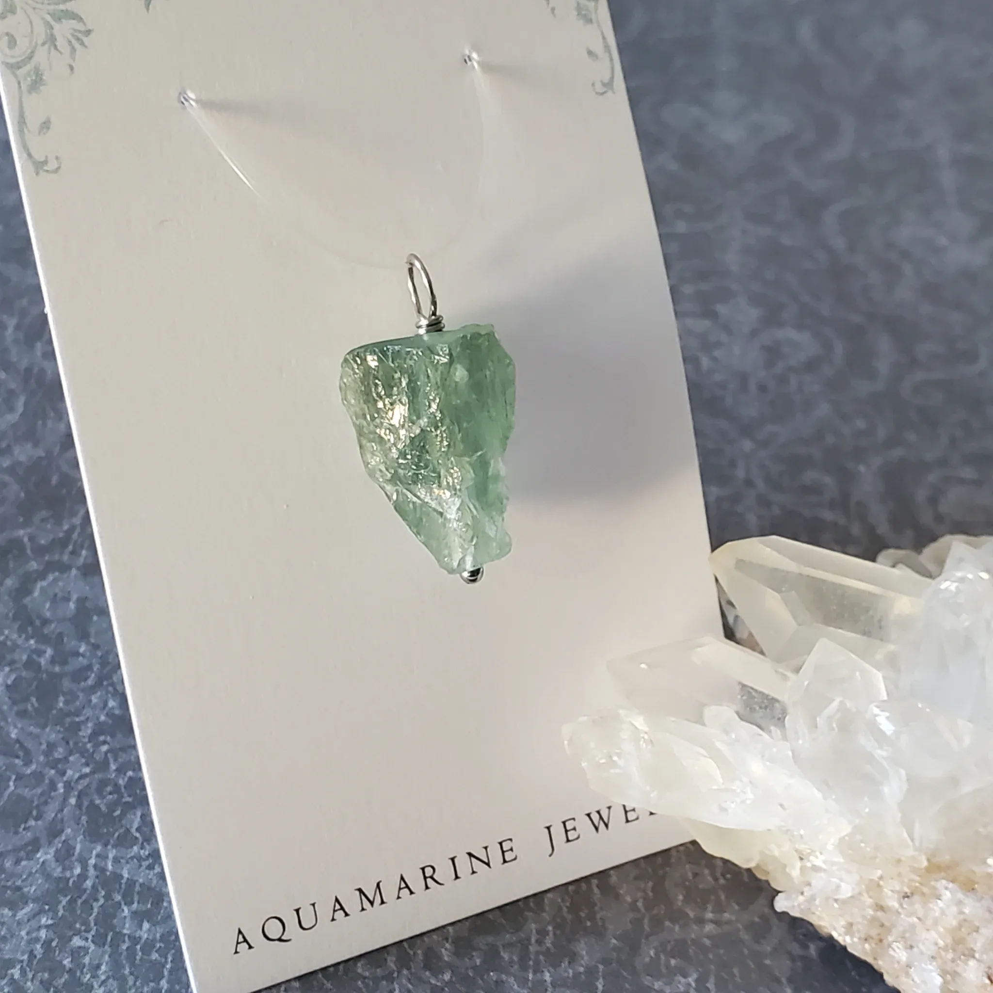 25mm x 13mm x 9mm Aquamarine Pendant