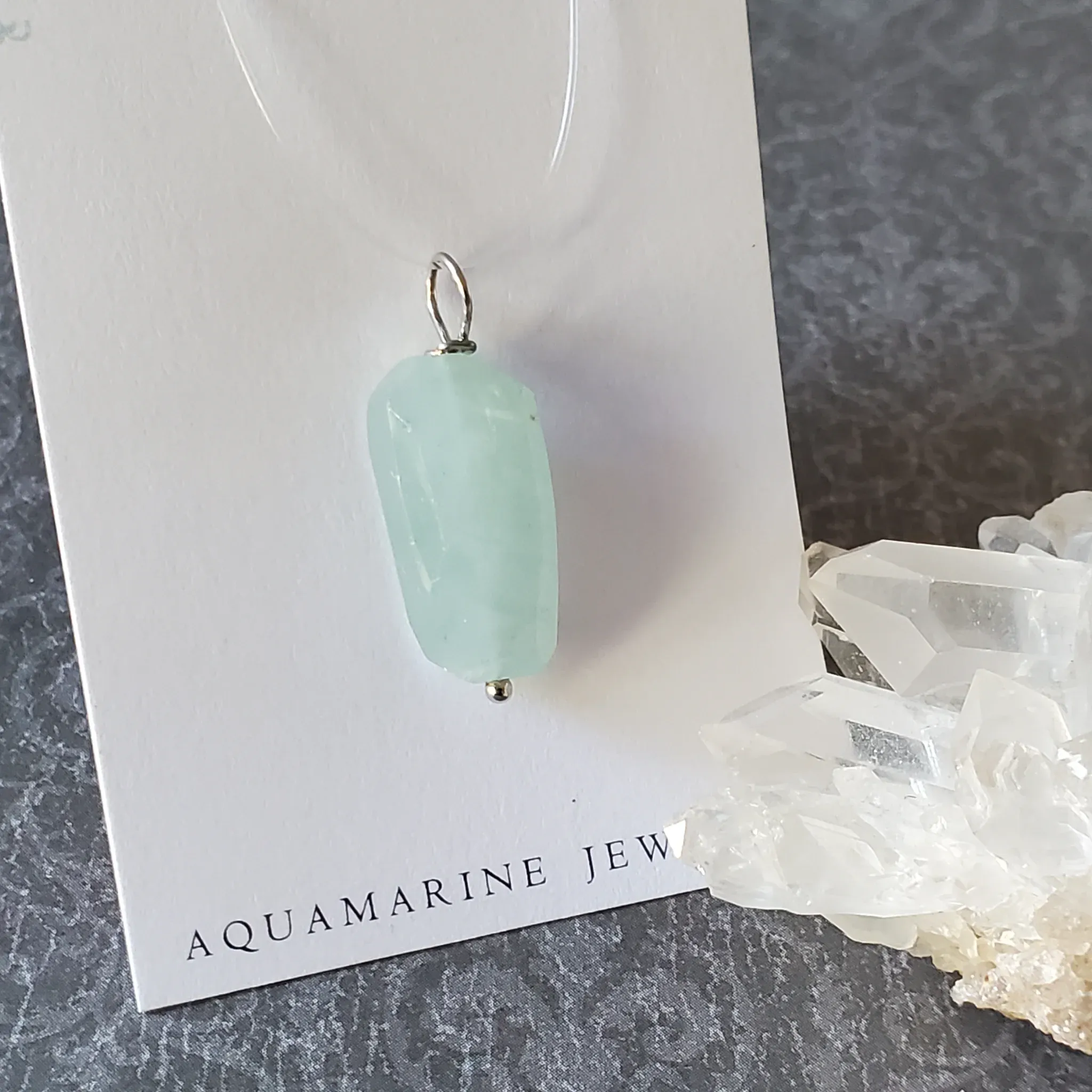 30mm x 11mm x 10mm Aquamarine Pendant