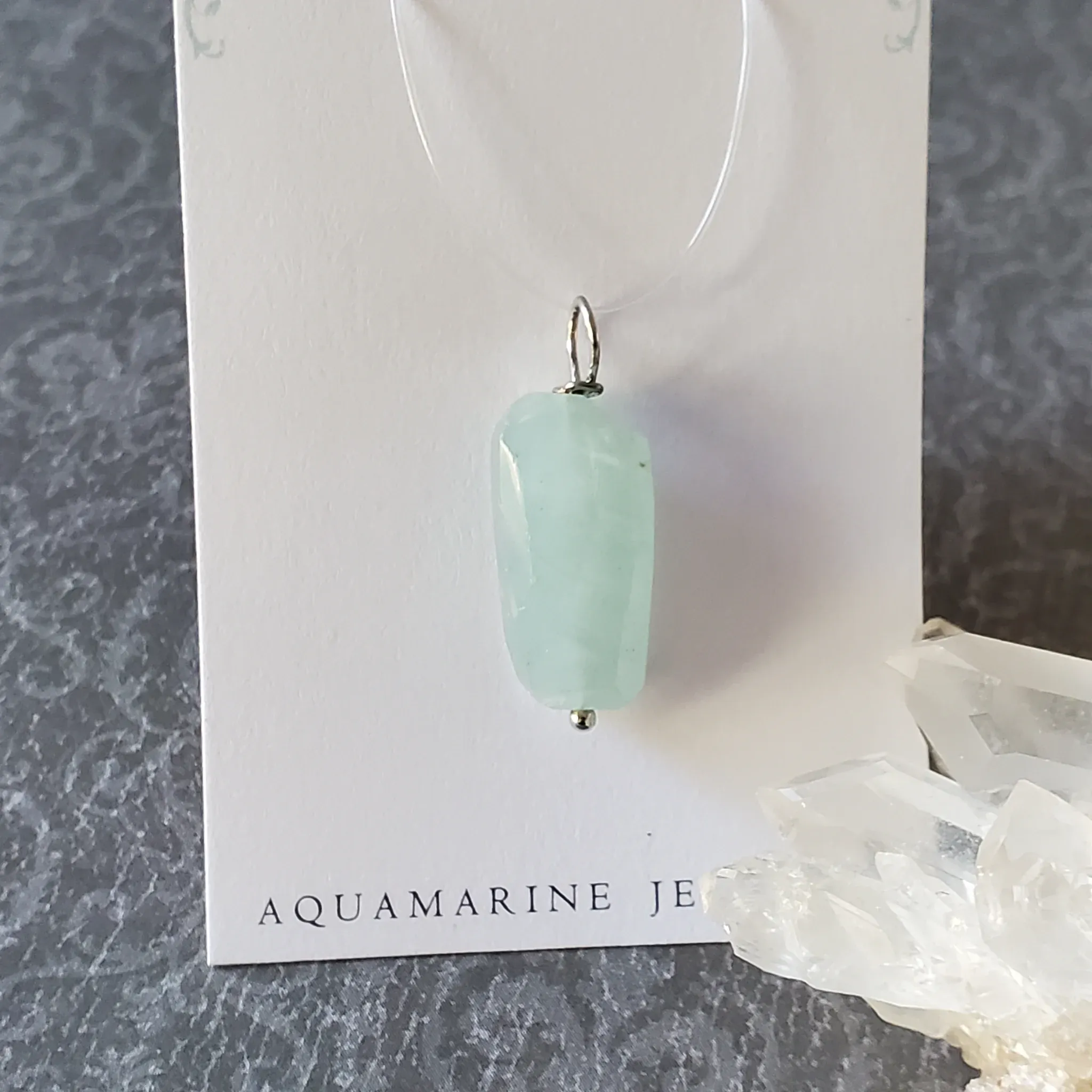 30mm x 11mm x 10mm Aquamarine Pendant (photo 3 of 9)