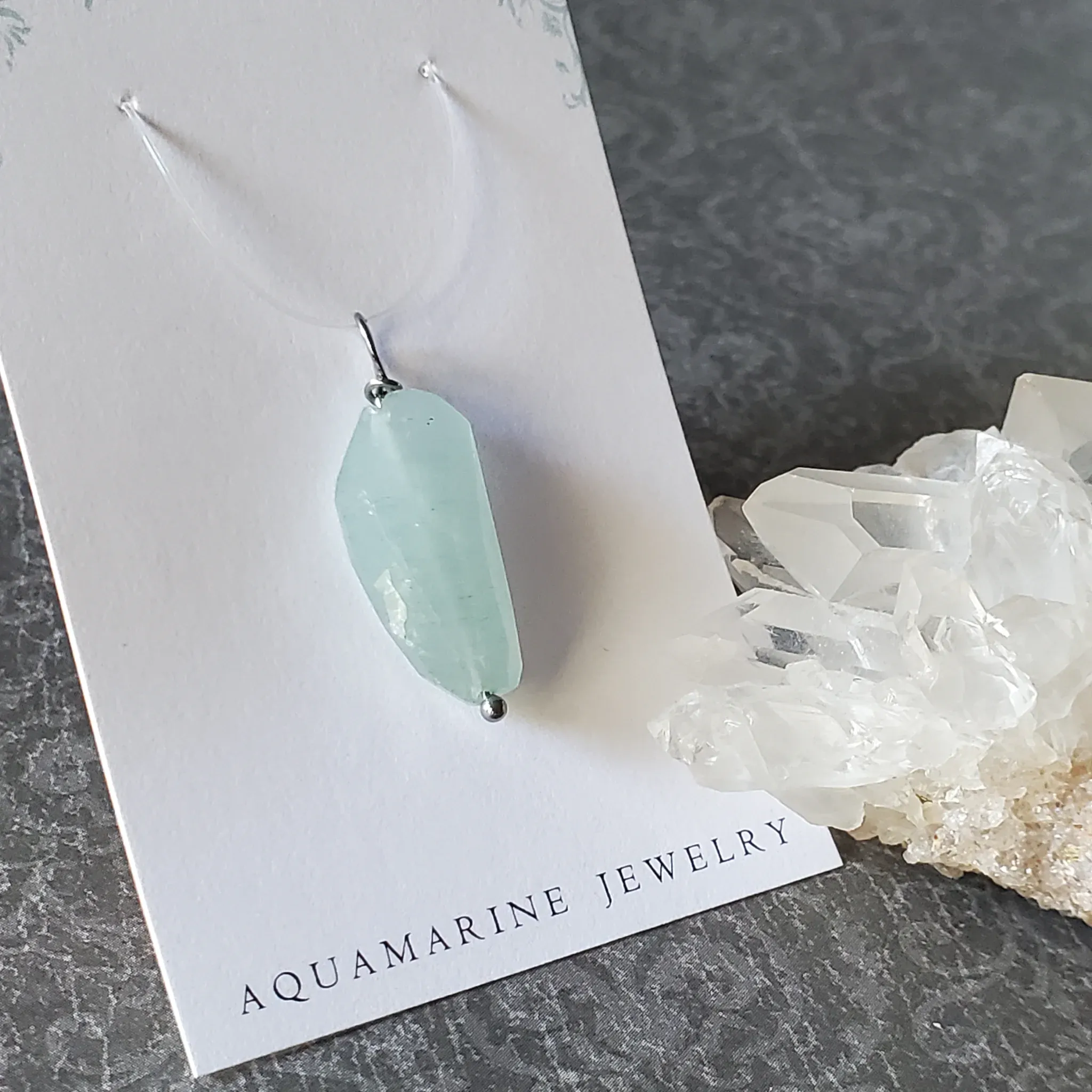 31mm x 11mm x 8mm Aquamarine Pendant