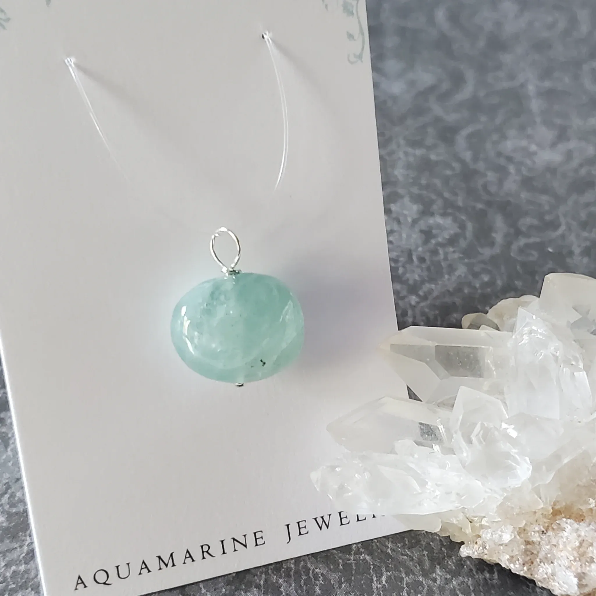 20mm x 17mm x 10mm Aquamarine Pendant