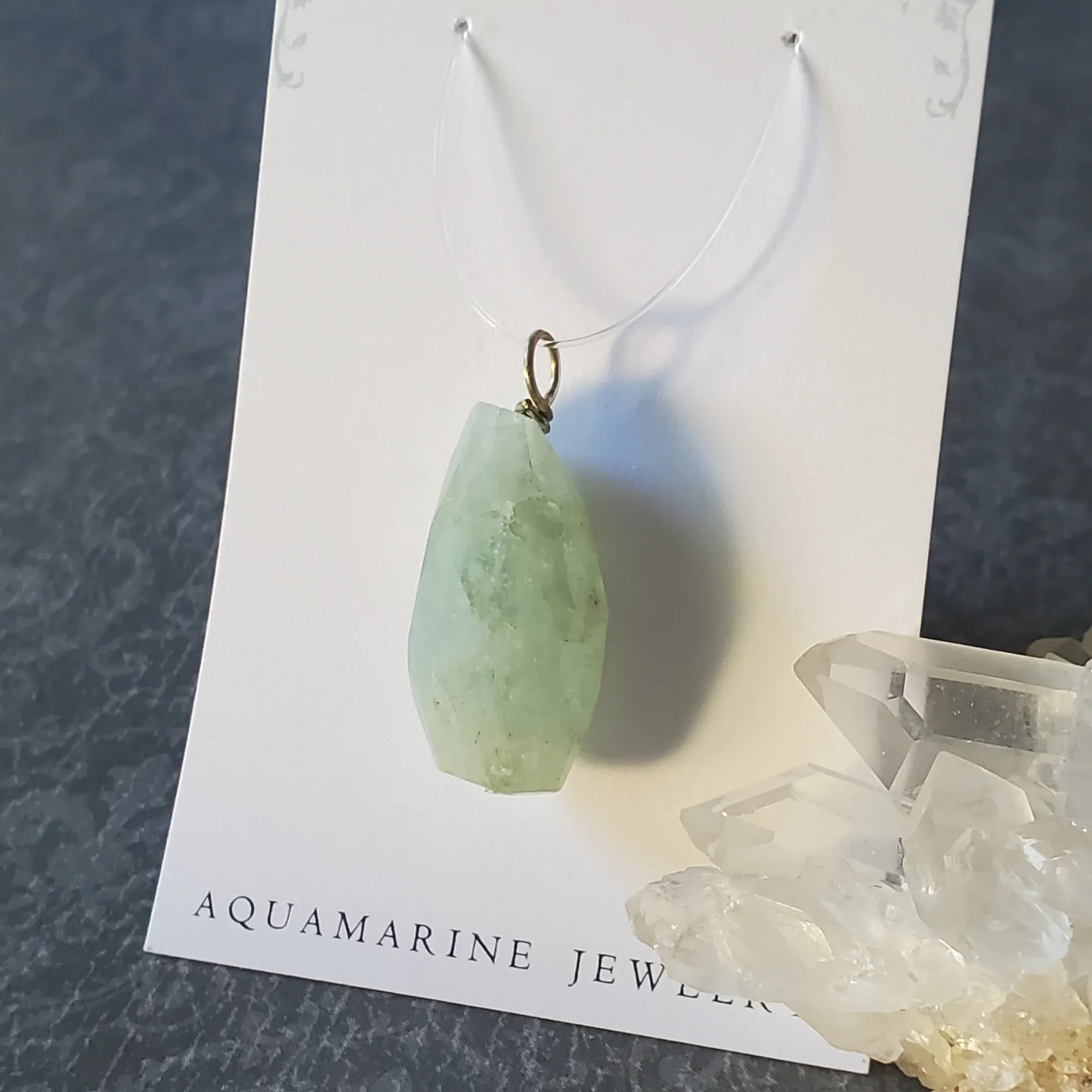 31mm x 13mm x 10mm Aquamarine Pendant (photo 9 of 10)