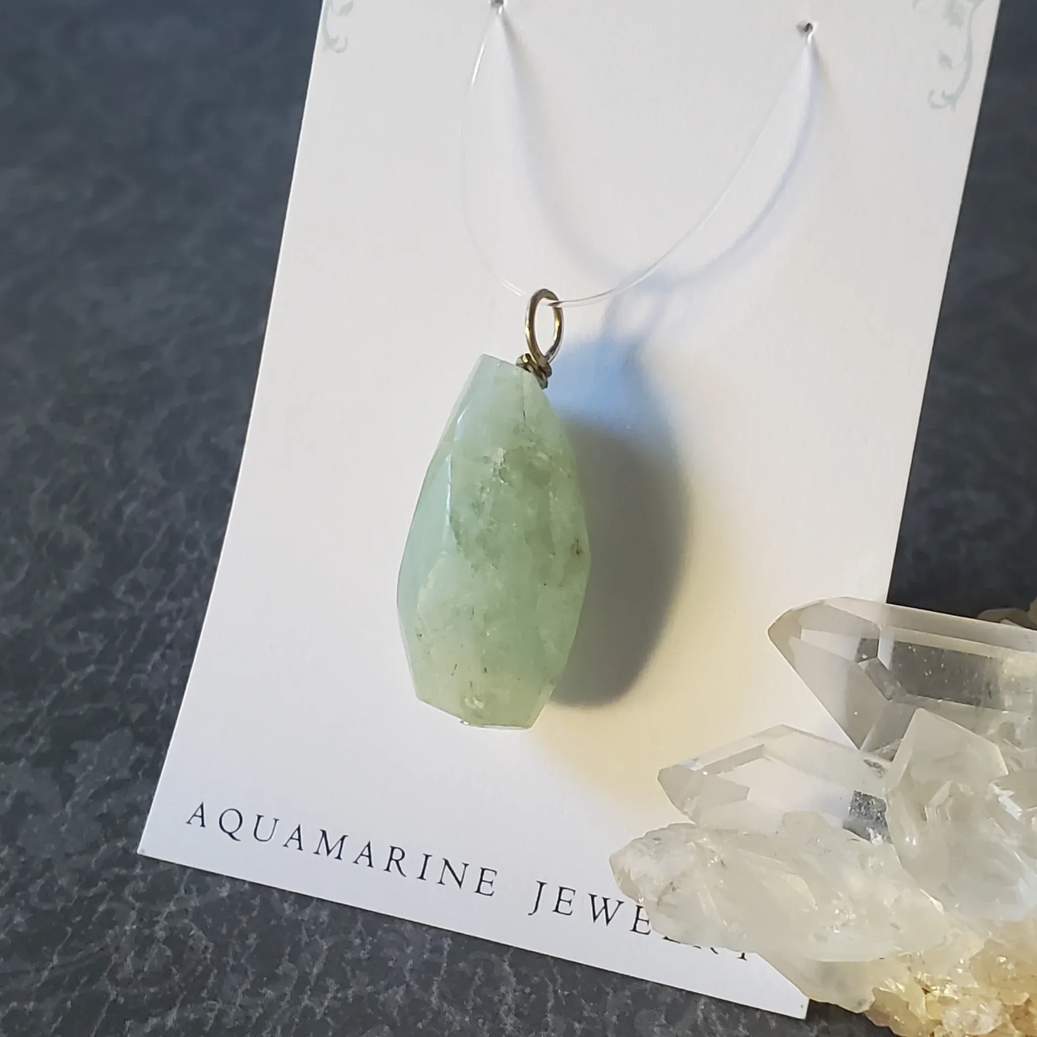31mm x 13mm x 10mm Aquamarine Pendant (photo 8 of 10)