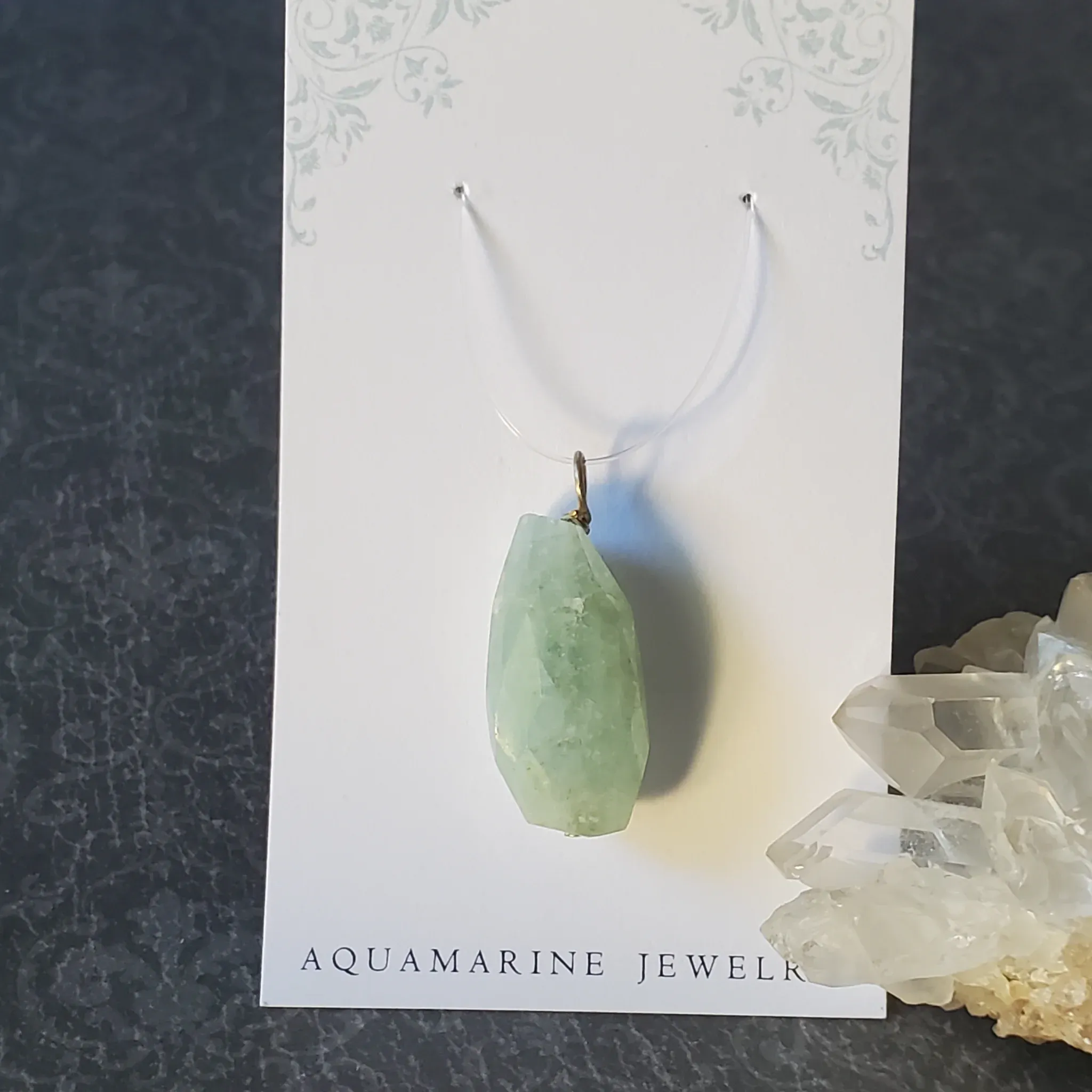 31mm x 13mm x 10mm Aquamarine Pendant (photo 7 of 10)