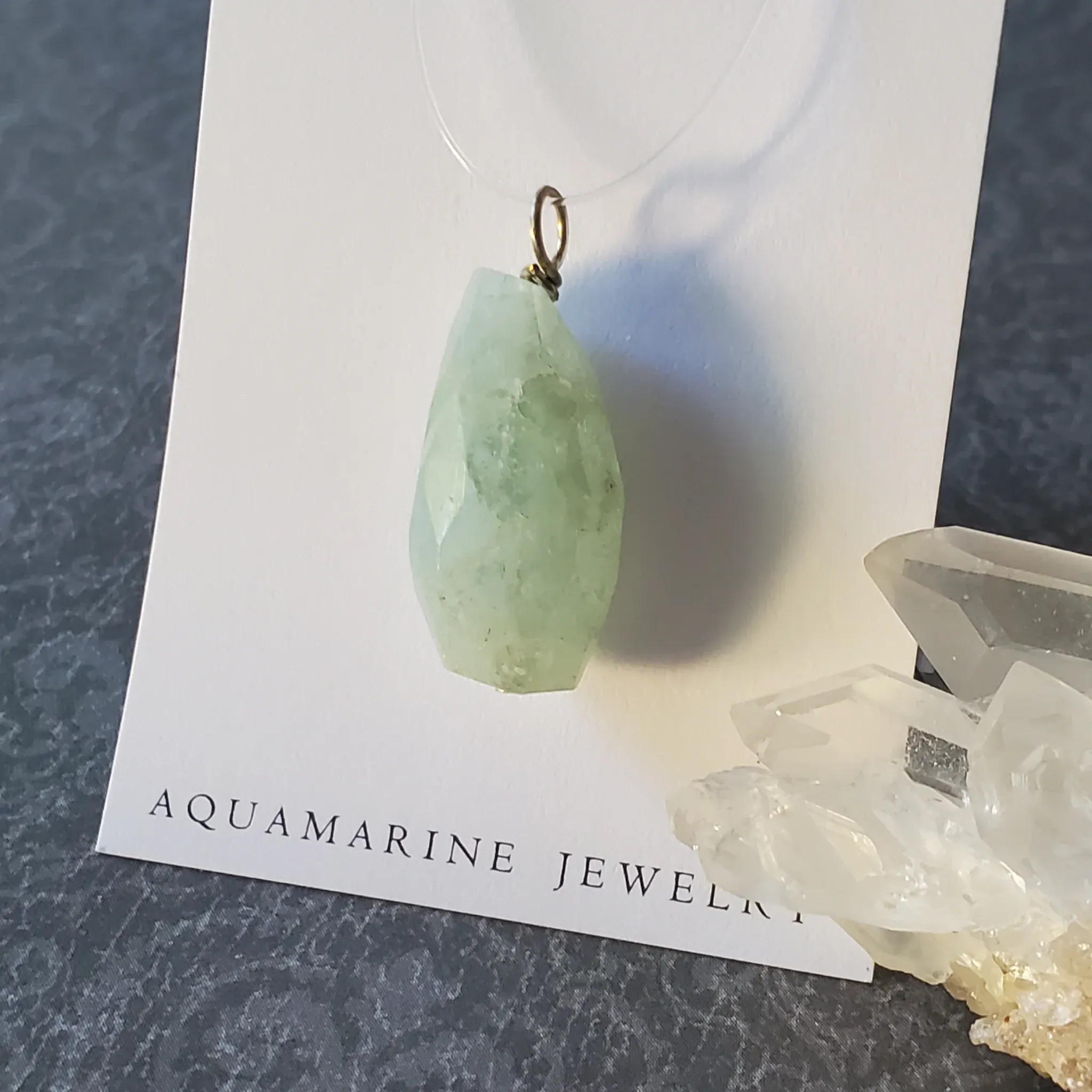 31mm x 13mm x 10mm Aquamarine Pendant (photo 5 of 10)