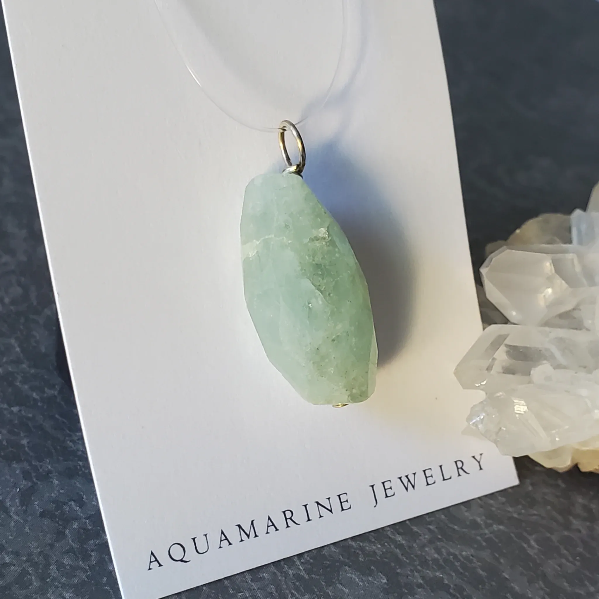 31mm x 13mm x 10mm Aquamarine Pendant (photo 3 of 10)