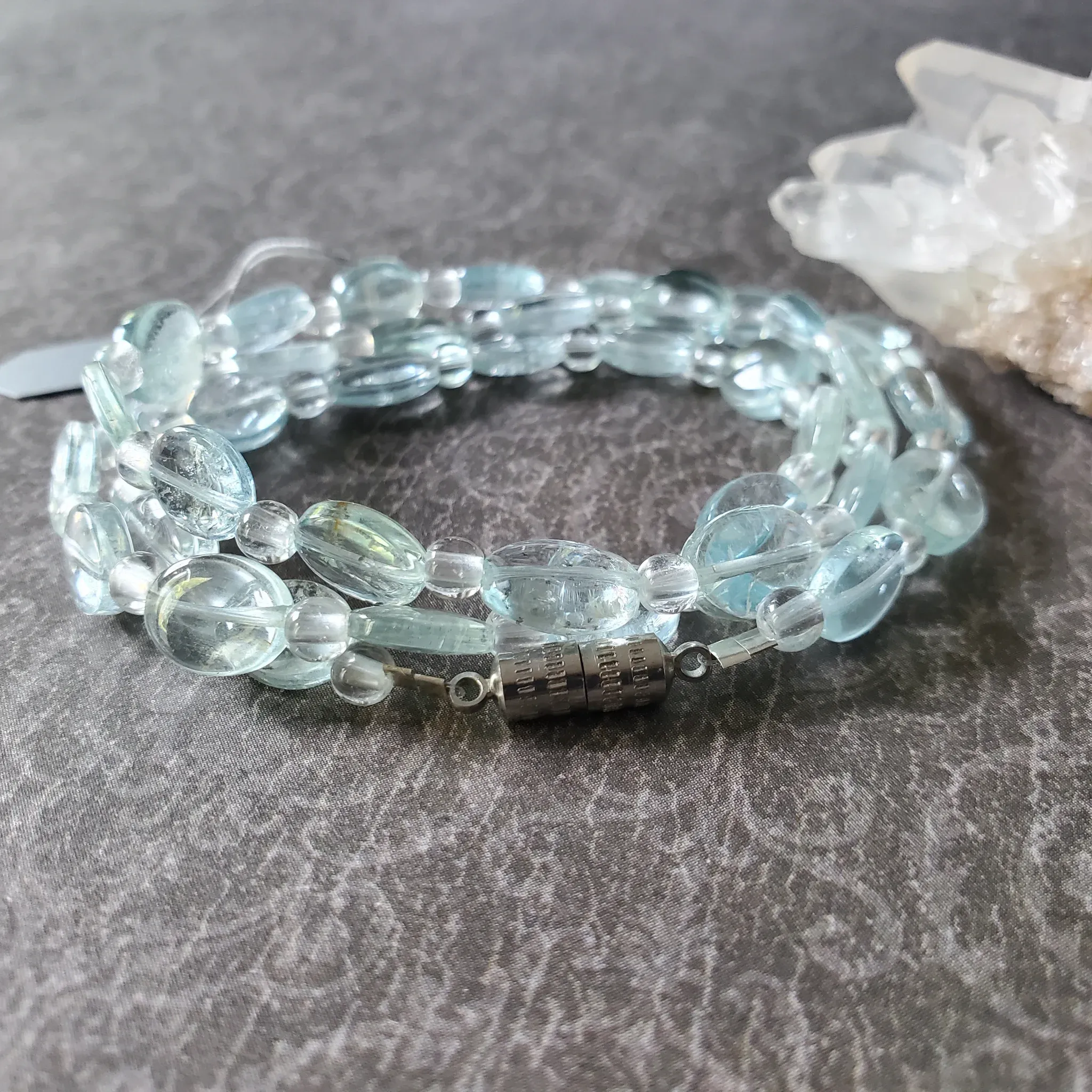 Aquamarine, Clear Quartz necklace / 3 in 1 bracelet design (photo 6 of 11)