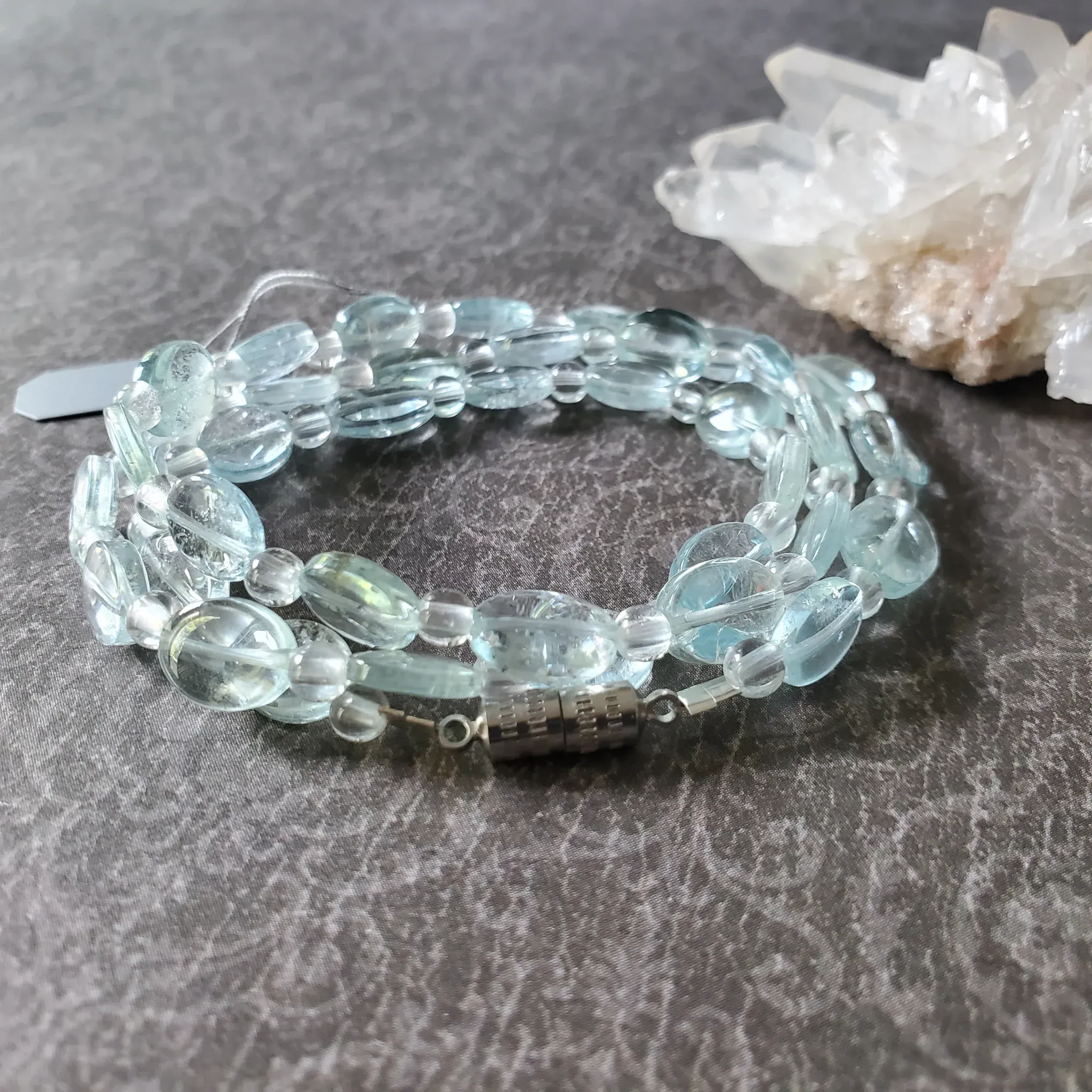 Aquamarine, Clear Quartz necklace / 3 in 1 bracelet design (photo 8 of 11)