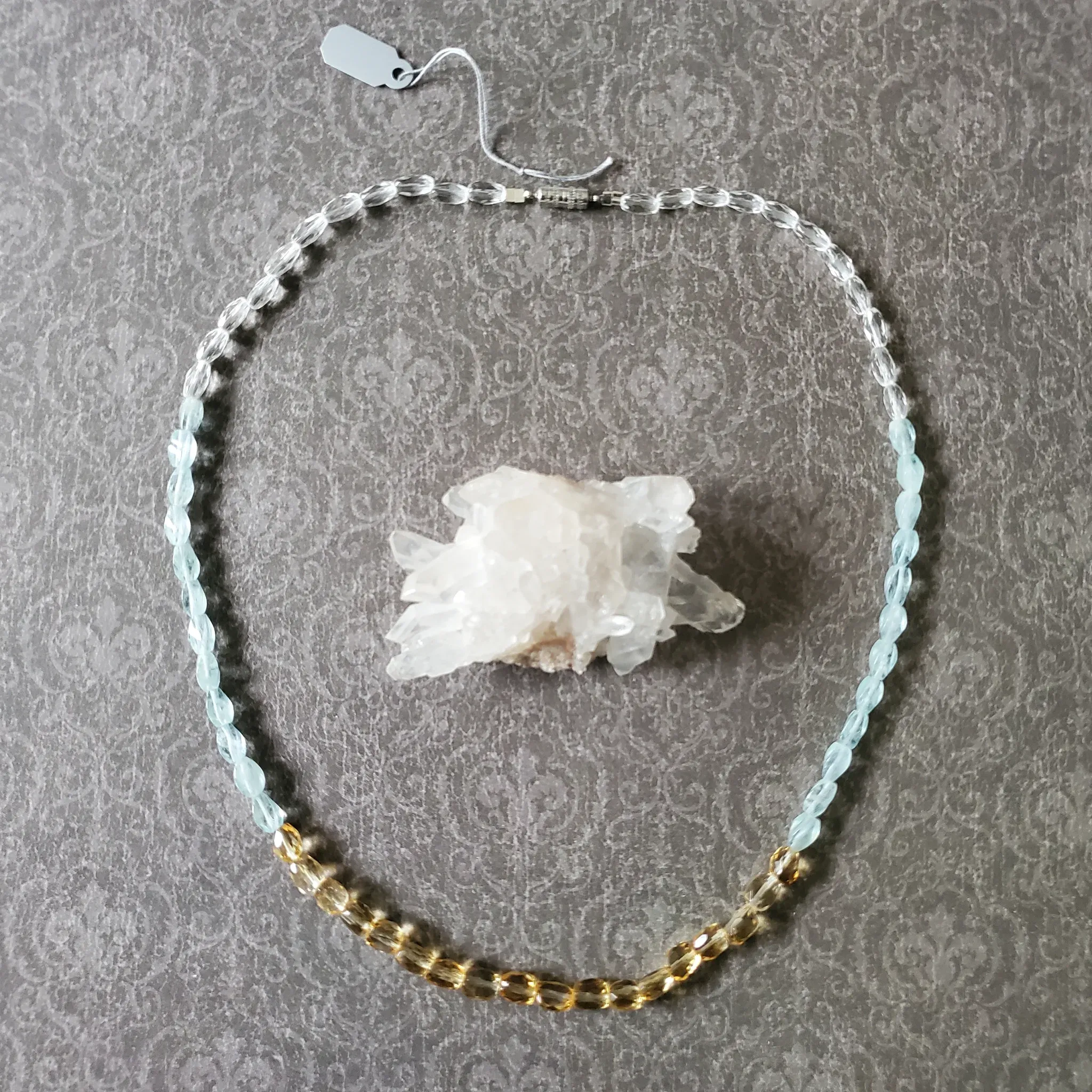 Aquamarine, Clear Quartz, Citrine Necklace/ 3 in 1 bracelet design (photo 3 of 10)