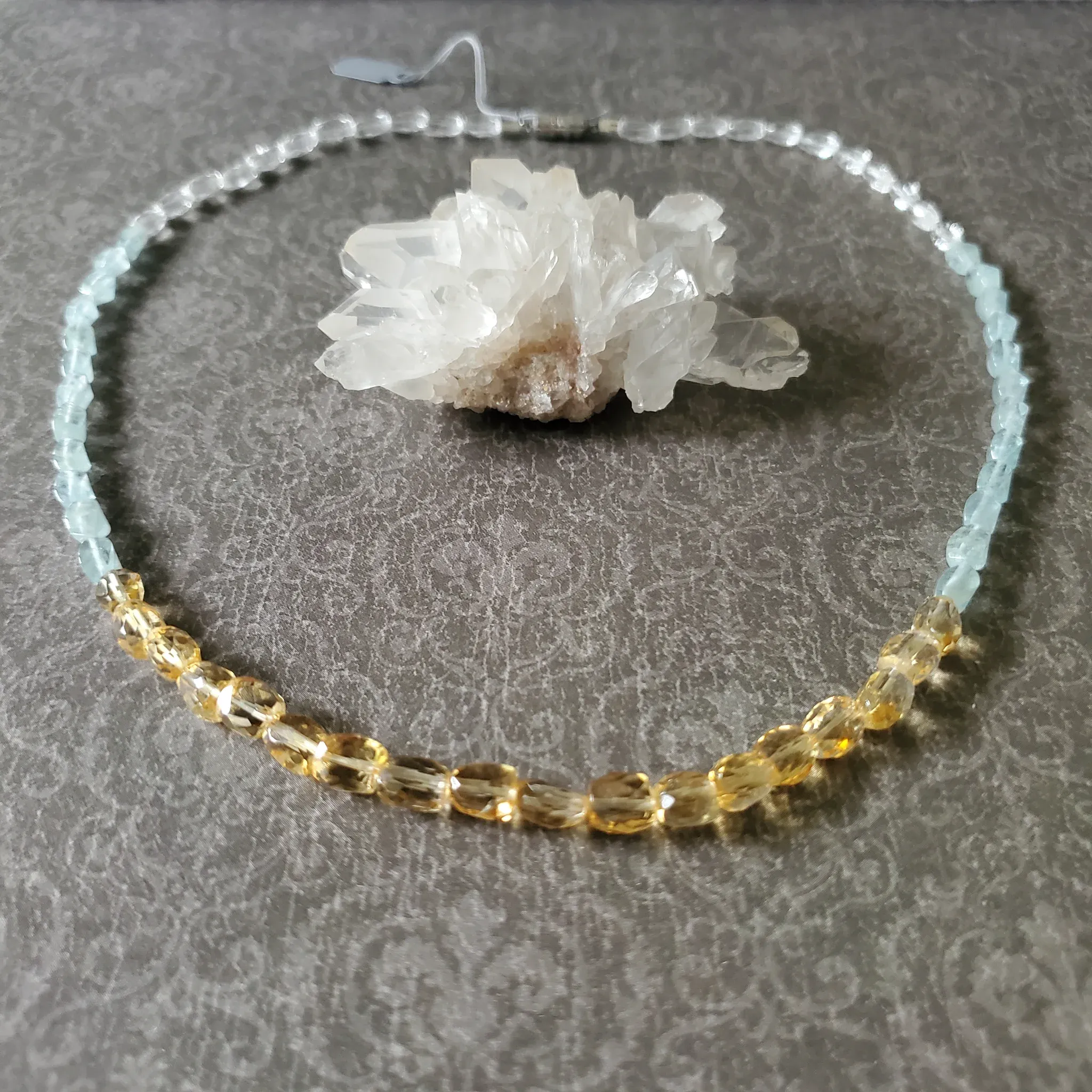 Aquamarine, Clear Quartz, Citrine Necklace/ 3 in 1 bracelet design (photo 2 of 10)