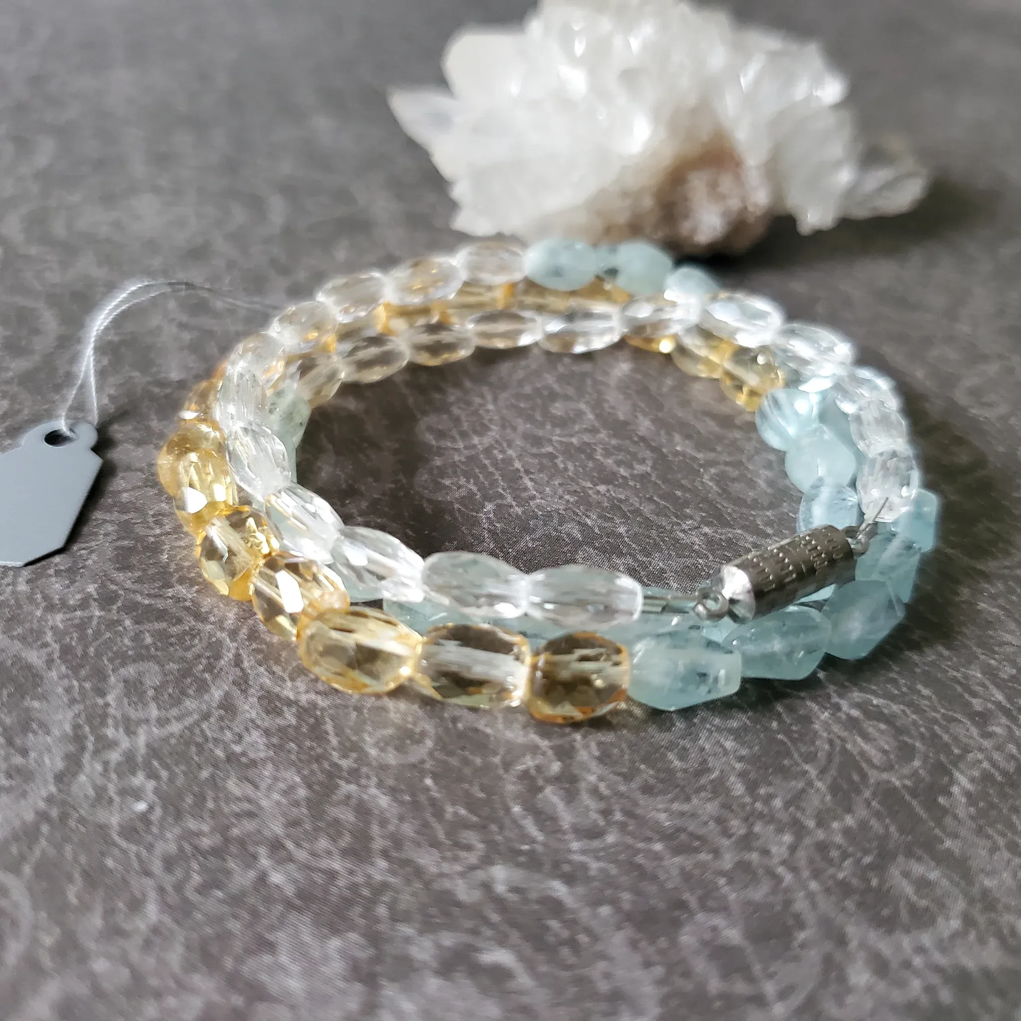 Aquamarine, Clear Quartz, Citrine Necklace/ 3 in 1 bracelet design (photo 5 of 10)