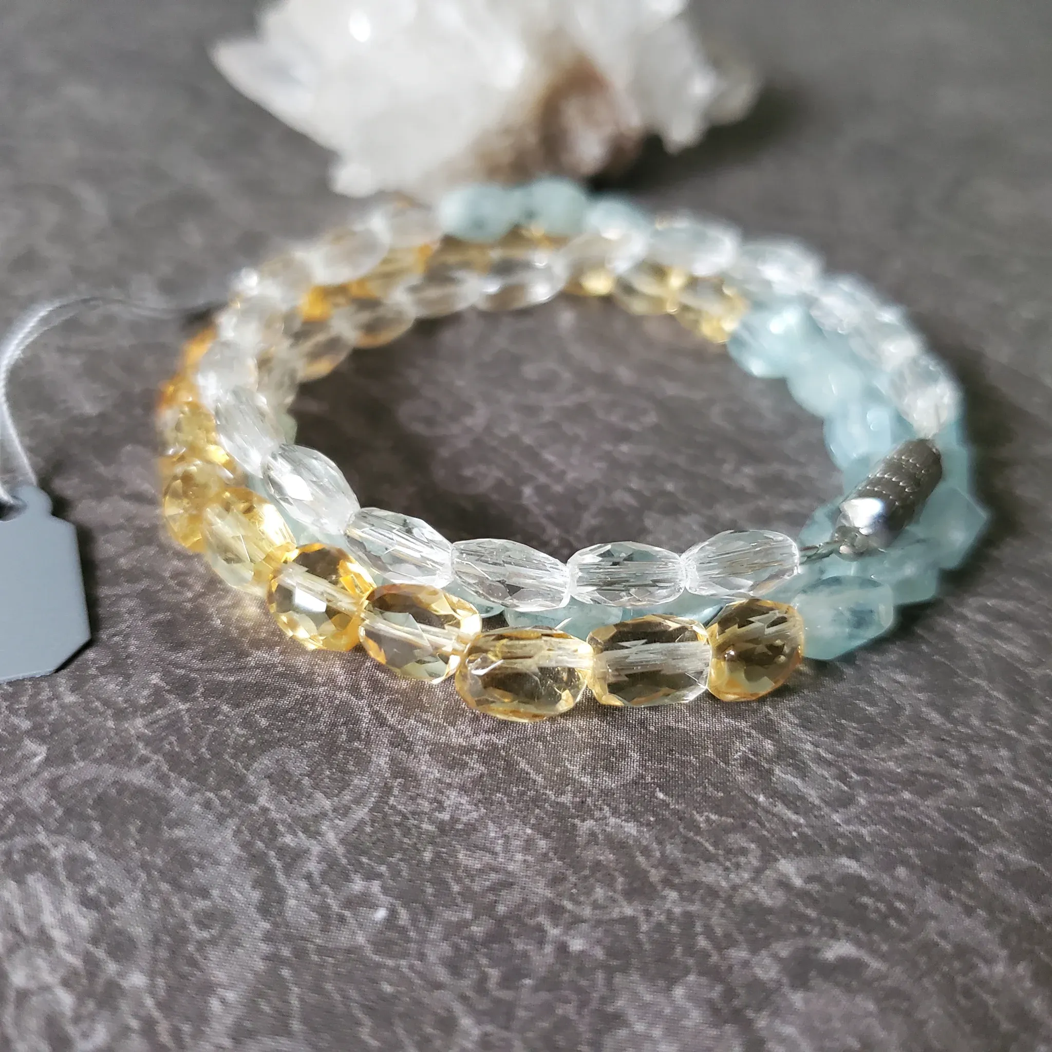 Aquamarine, Clear Quartz, Citrine Necklace/ 3 in 1 bracelet design (photo 6 of 10)