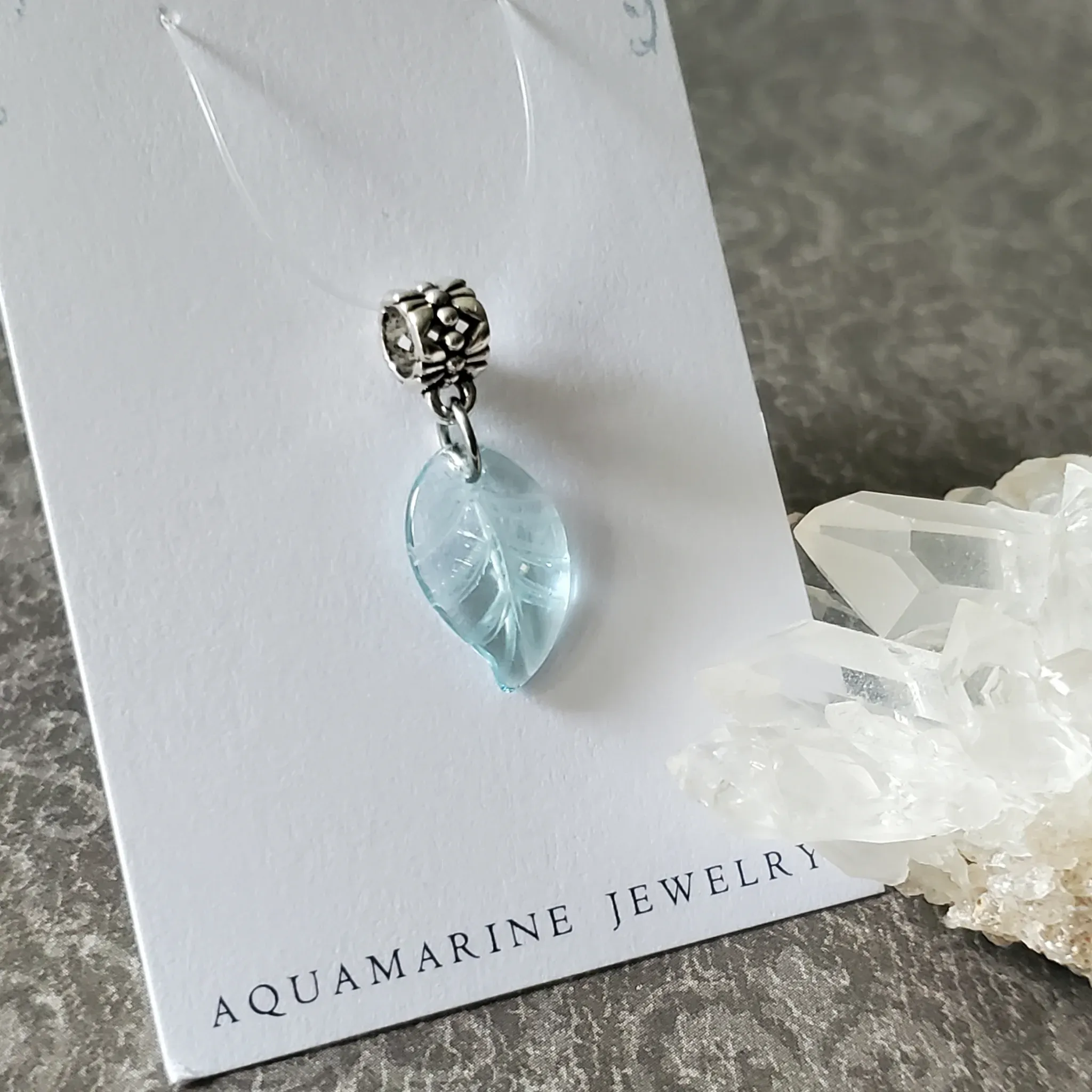 26mm x 11mm x 3mm Aquamarine Pendant