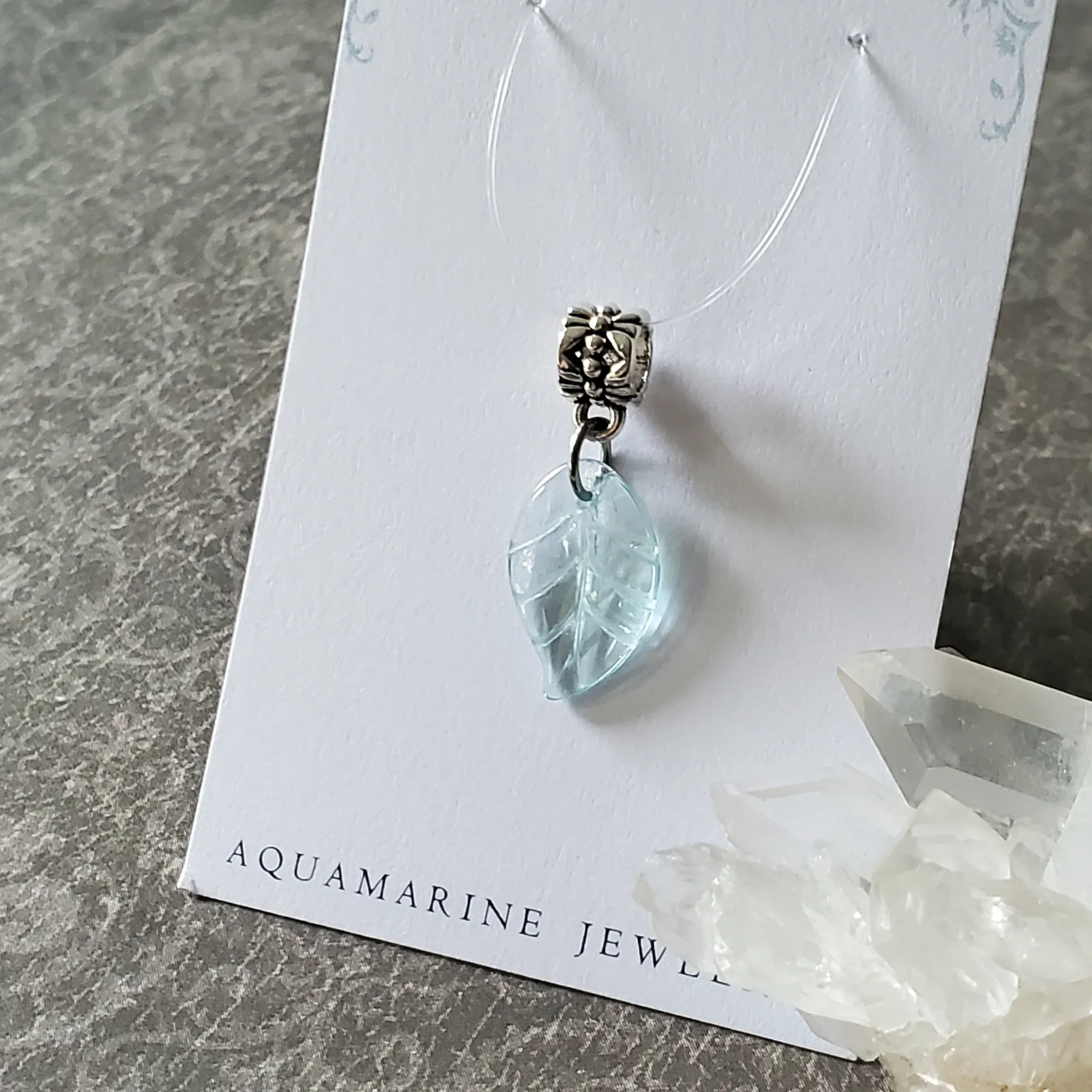 26mm x 11mm x 3mm Aquamarine Pendant (photo 7 of 10)