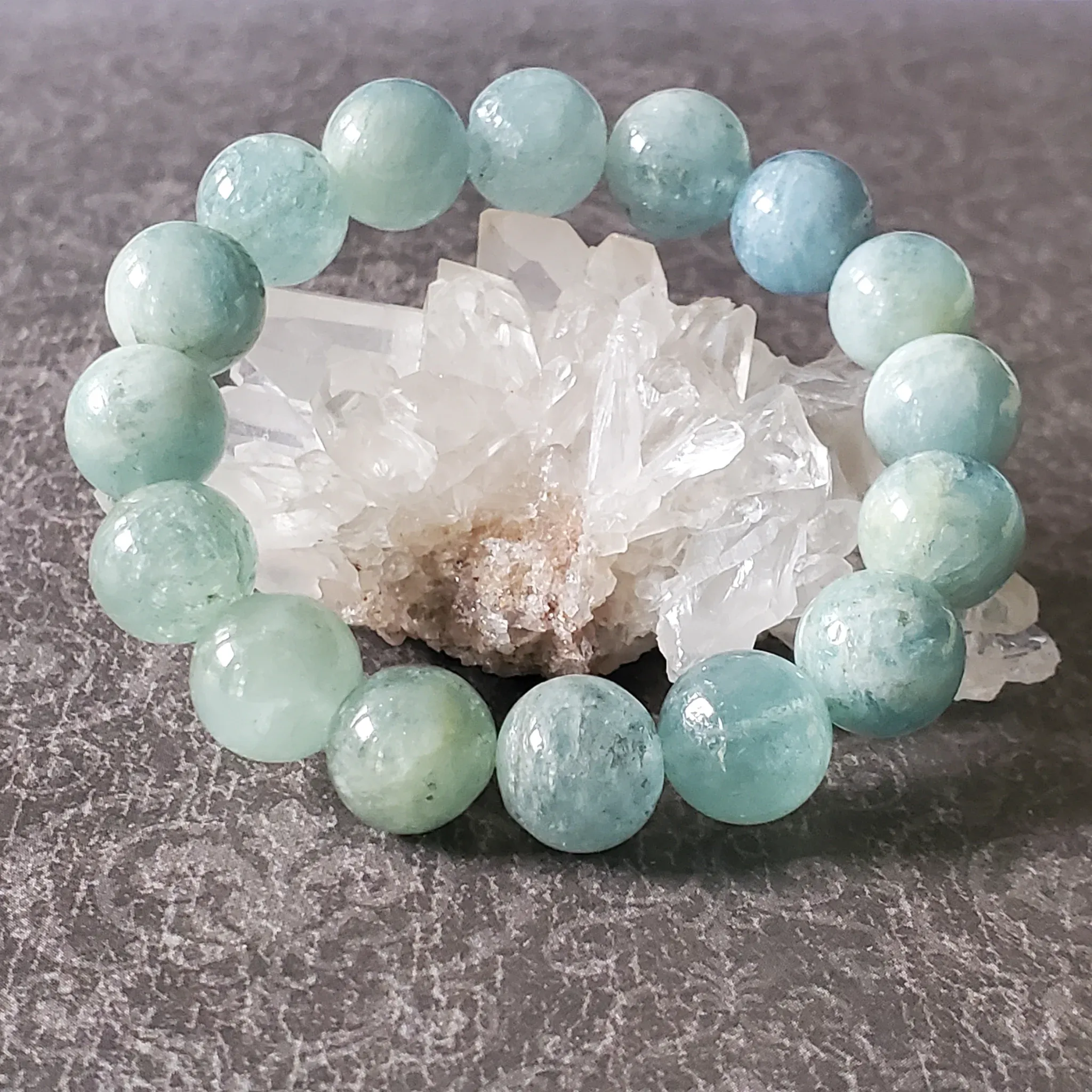 12mm Aquamarine Gemstone Bracelet