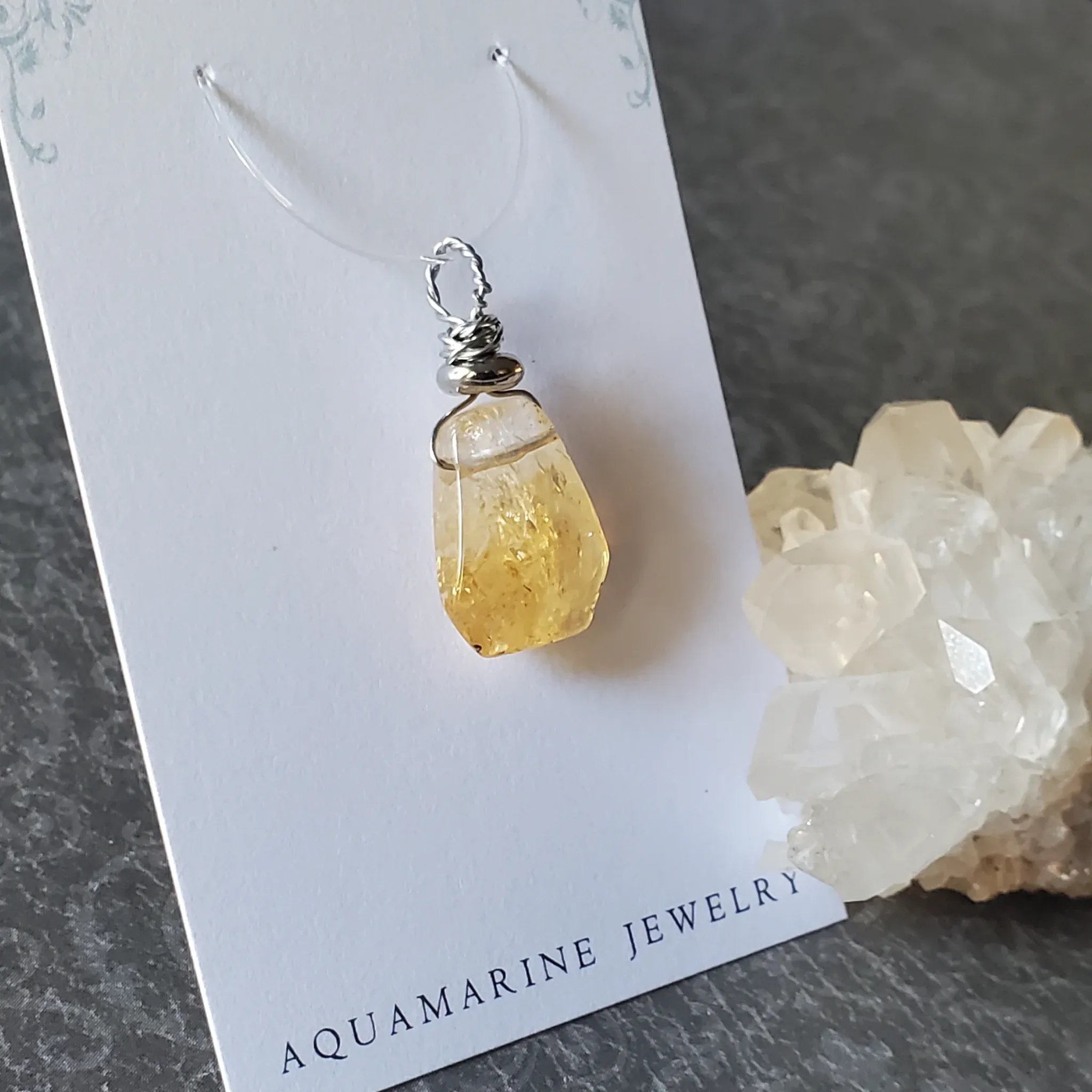 28mm x 13mm x 7mm Citrine Pendant (photo 3 of 10)