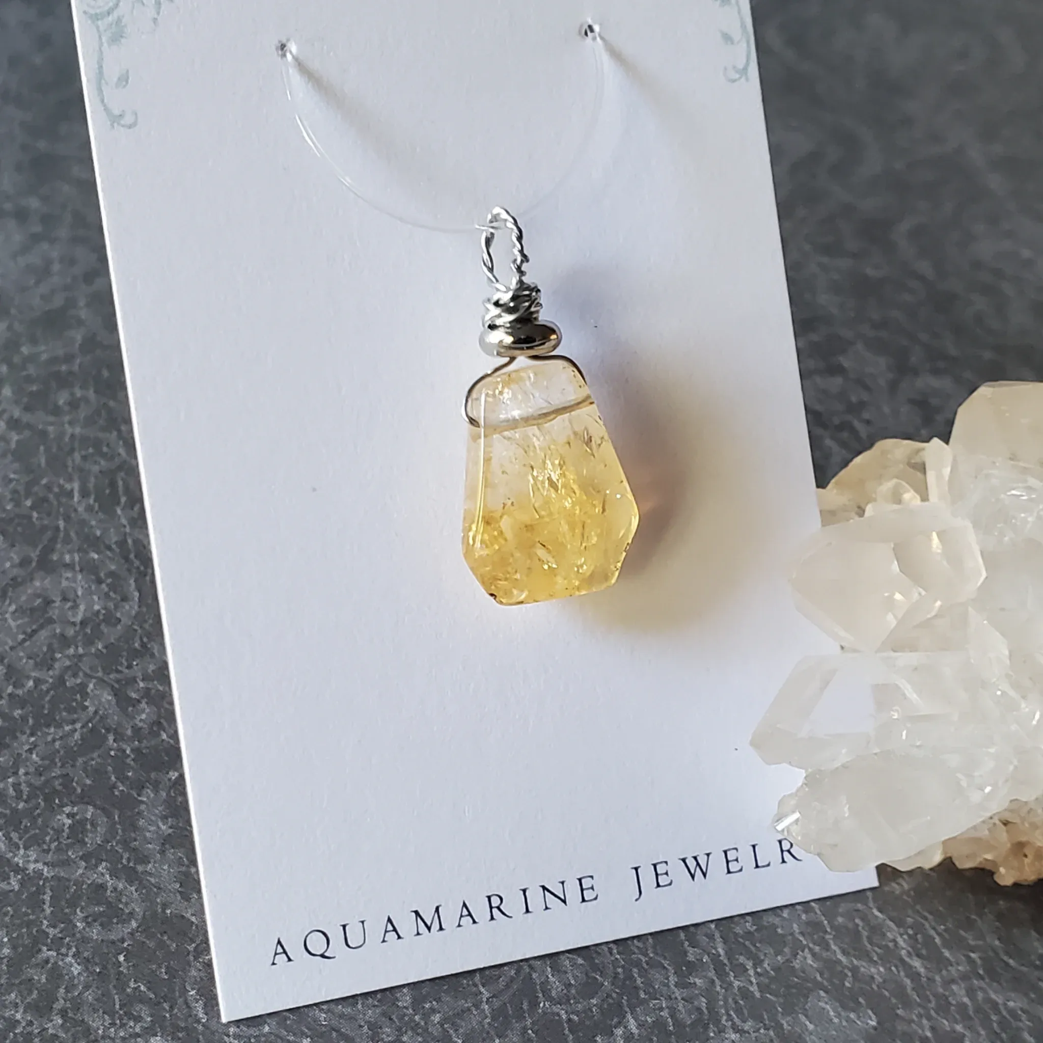 28mm x 13mm x 7mm Citrine Pendant (photo 4 of 10)