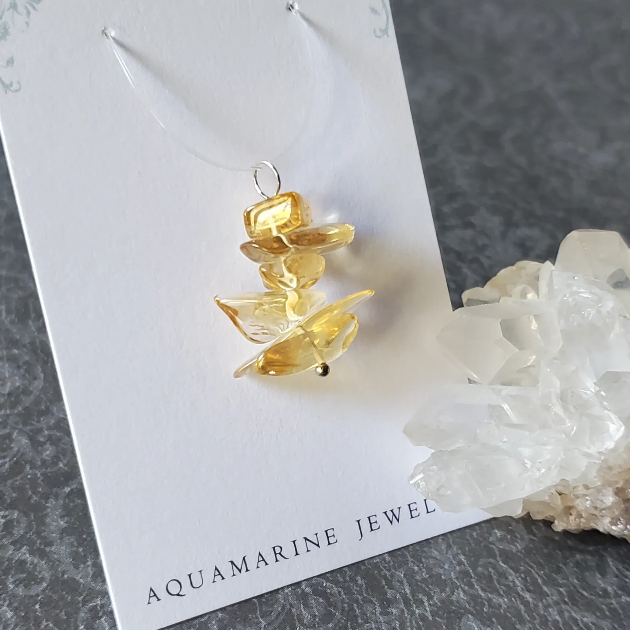 26mm x 16mm x 8mm Citrine Pendant